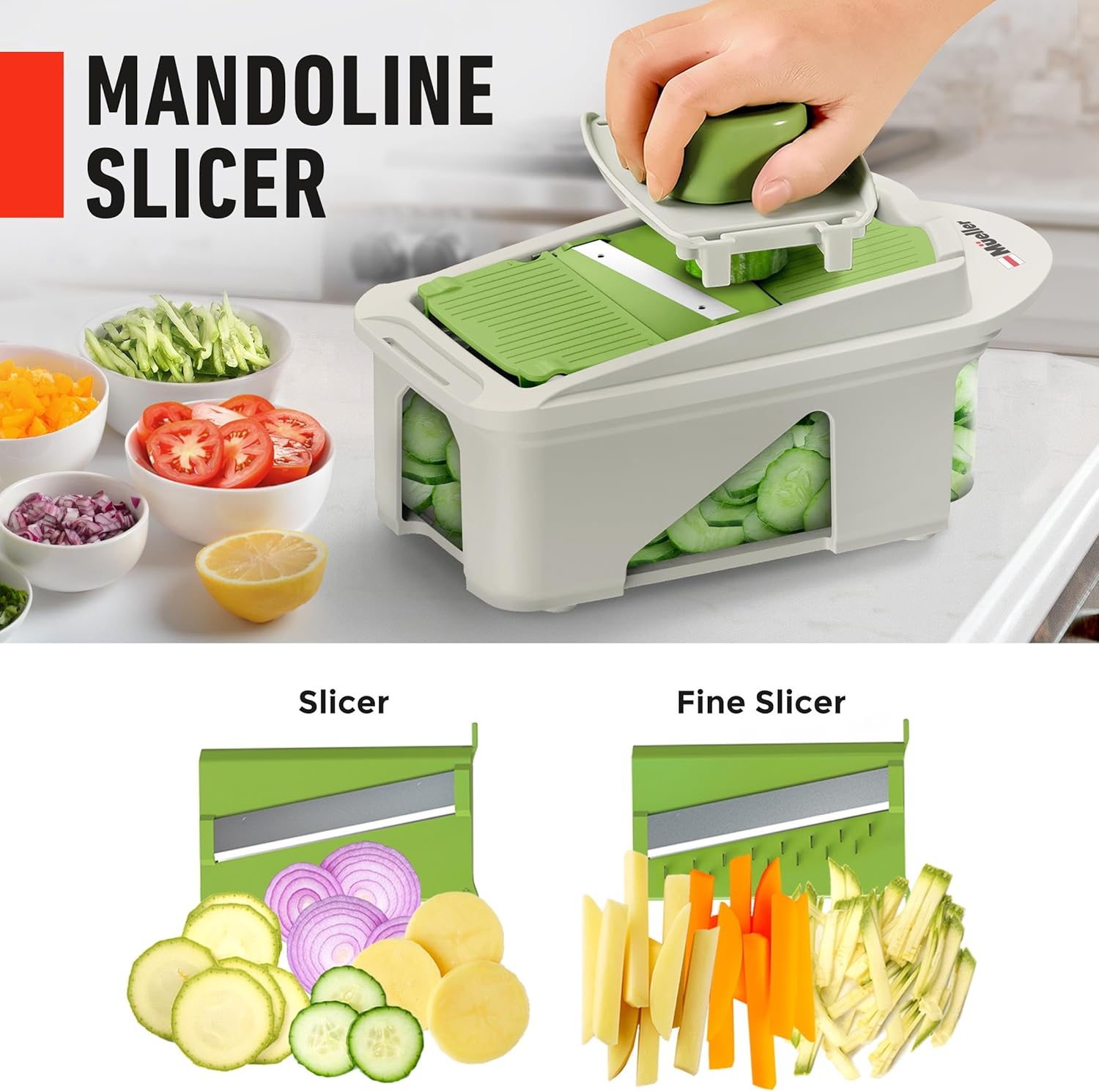 Mueller Pro-Series 10-in-1, 8 Blade Vegetable Chopper, Onion Mincer, Cutter, Dicer, Egg Slicer with Container, French Fry Cutter, Potato Slicer, Home Essentials & Kitchen Gadgets, Salad Chopper