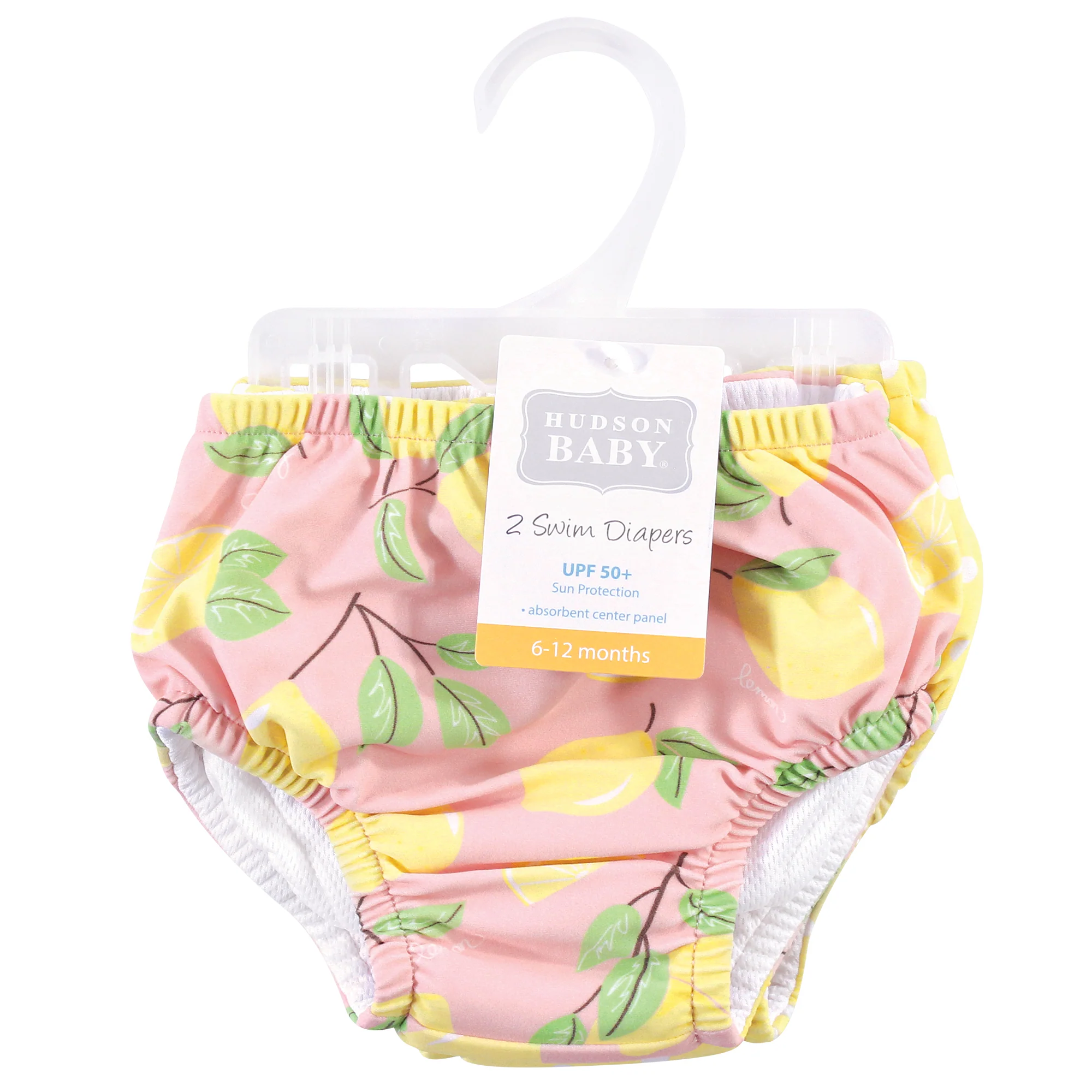 Hudson Baby Infant and Toddler Girl Swim Diapers, Pink Lemons