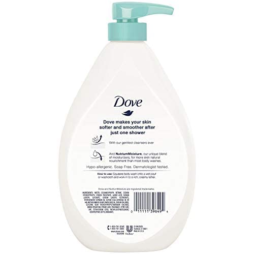 Dove Body Wash 3 Count with Pump Sensitive Skin Hypoallergenic, Paraben-Free, Sulfate-Free, Cruelty-Free, Moisturizing Skin Cleanser Effectively Washes Away Bacteria While Nourishing Skin 30.6 oz