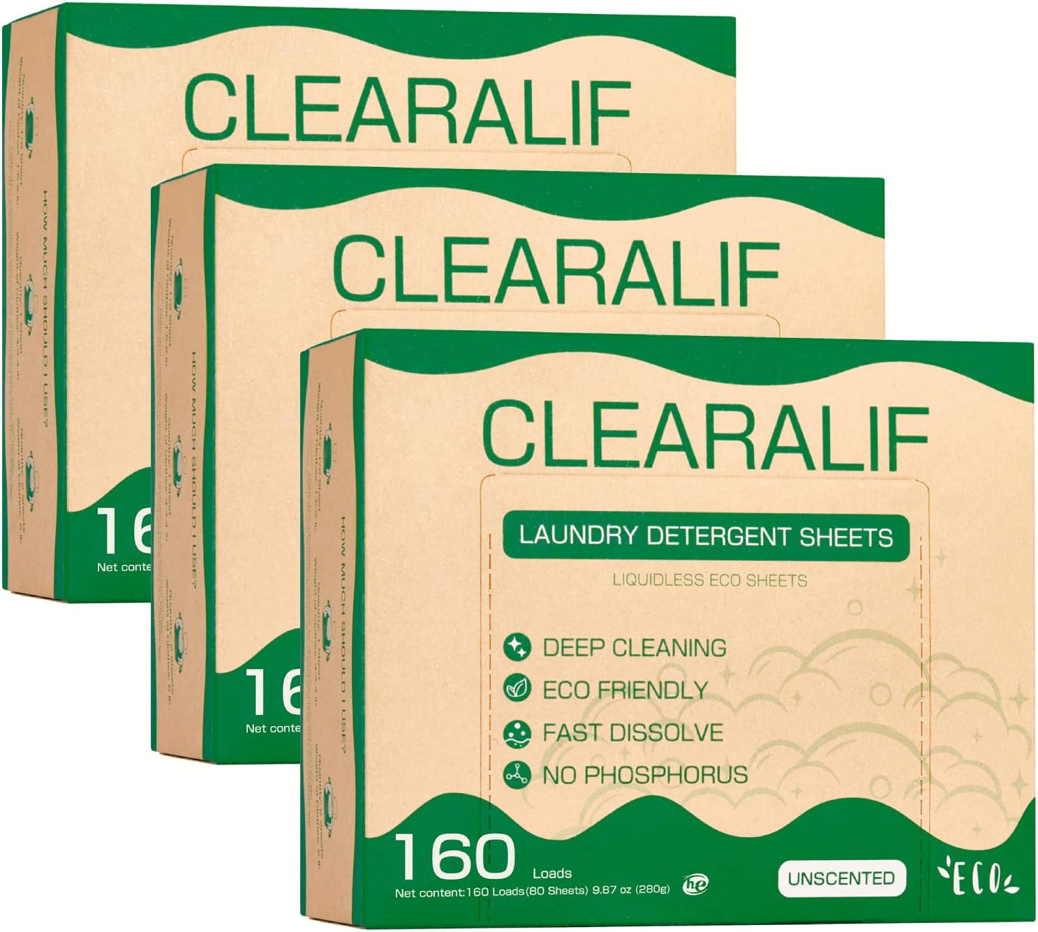 CLEARALIF Laundry Detergent Sheets Up to 160 Loads, Fresh Linen - Great For Travel,Apartments, Dorms,Laundry Detergent Strips Eco Friendly & Hypoallergenic