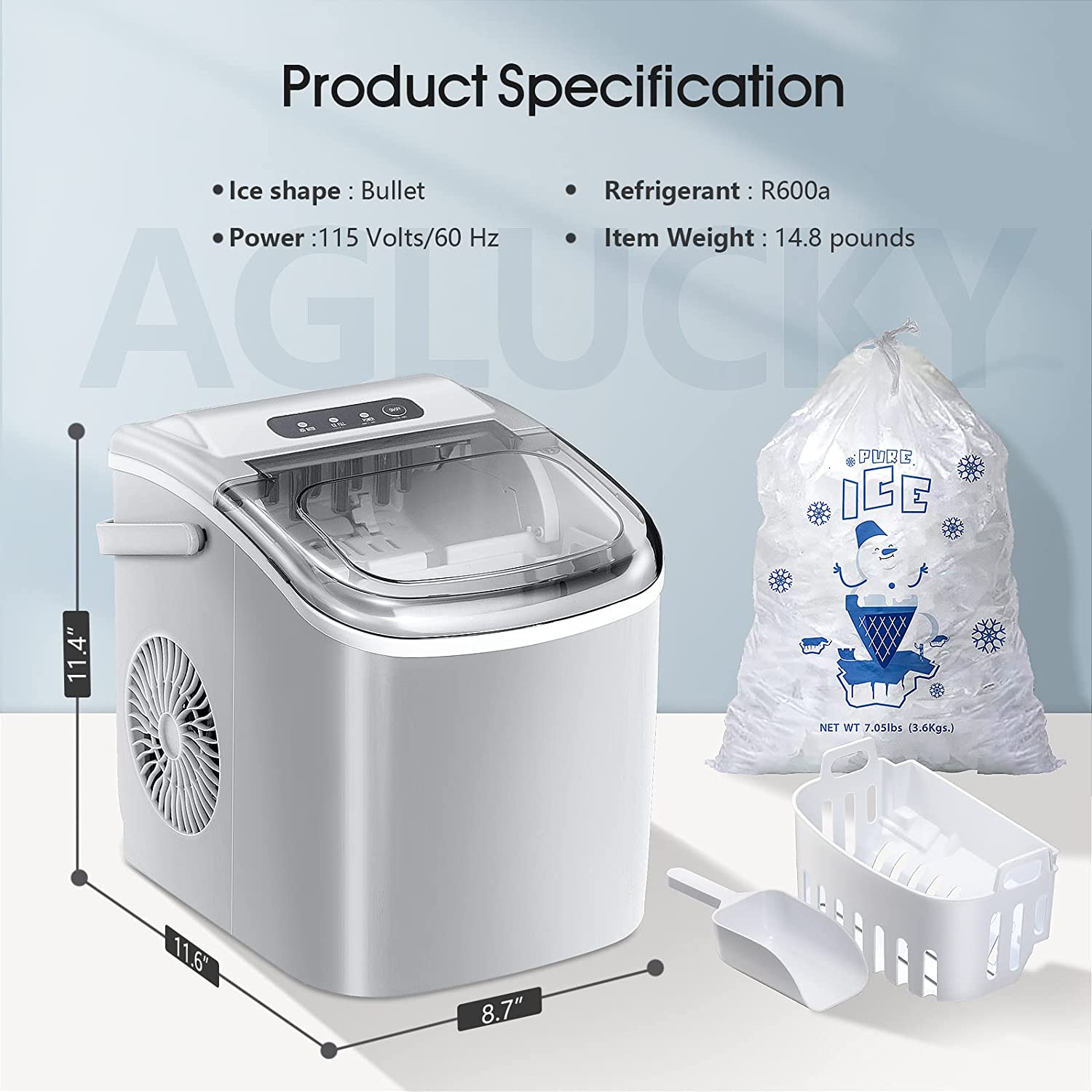 Silonn Ice Makers Countertop,Protable Ice Maker Machine with Handle,Self-Cleaning Ice Maker, 26Lbs/24H, 9 Ice Cubes Ready in 8 Mins, for Home/Office/Kitchen