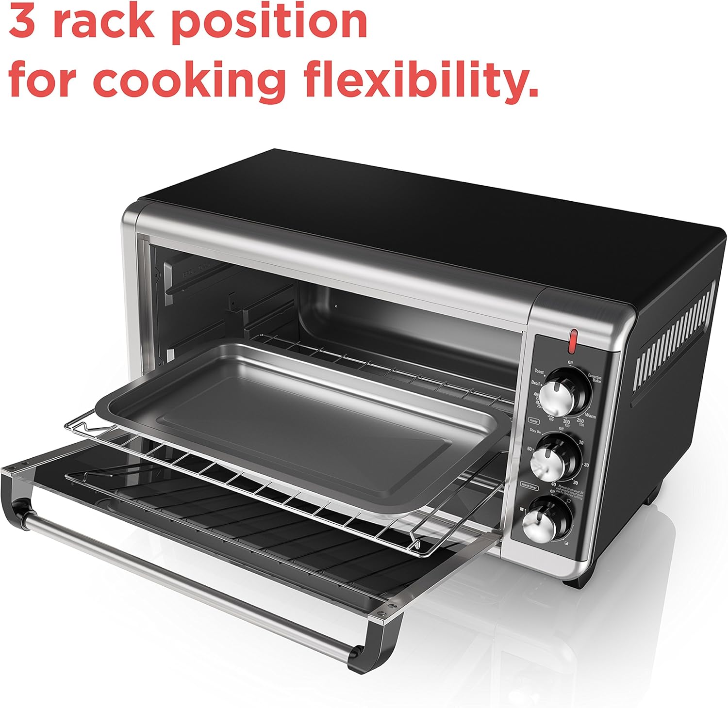 BLACK+DECKER 8-Slice Extra Wide Convection Toaster Oven, TO3250XSB, Fits 9