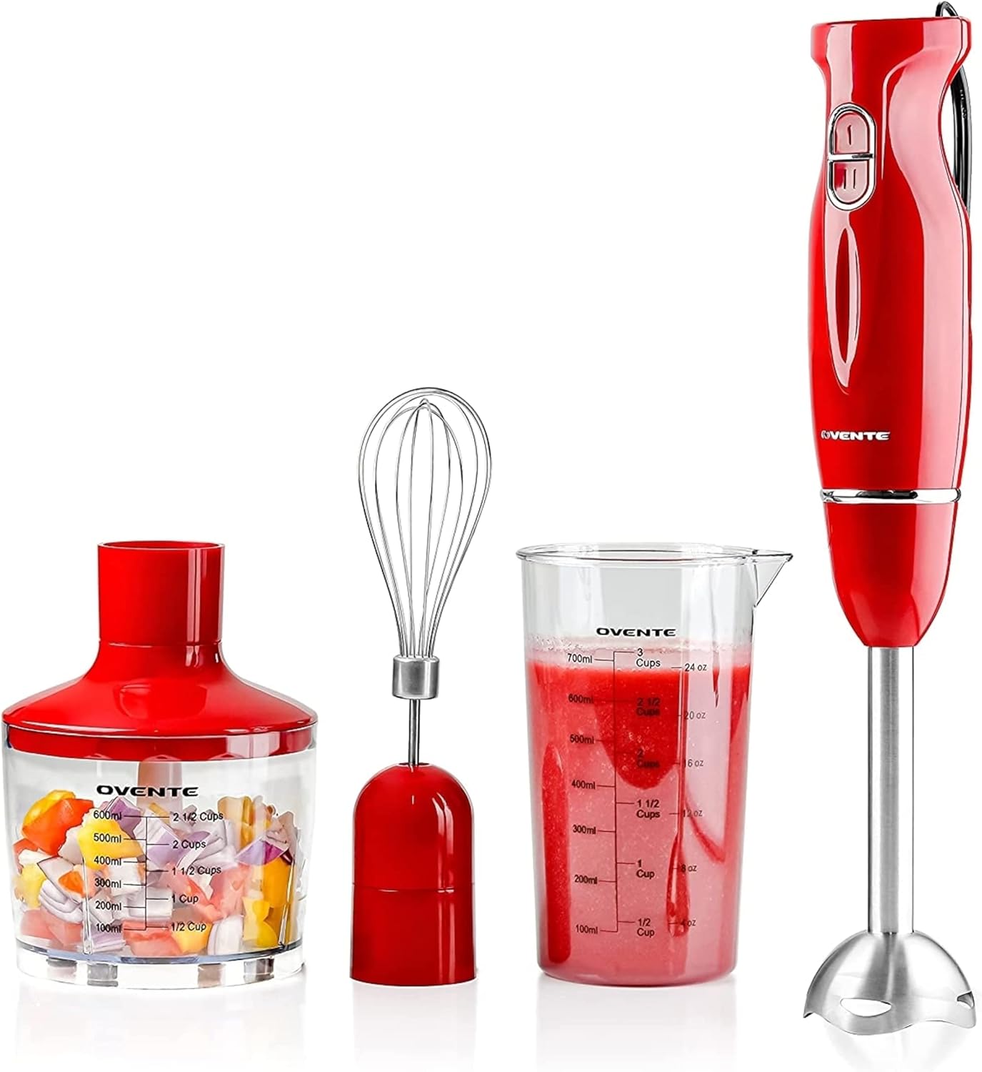 OVENTE Electric Immersion Hand Blender 300 Watt 2 Mixing Speed with Stainless Steel Blades, Powerful Portable Easy Control Grip Stick Mixer Perfect for Smoothies, Puree Baby Food & Soup, Black HS560B