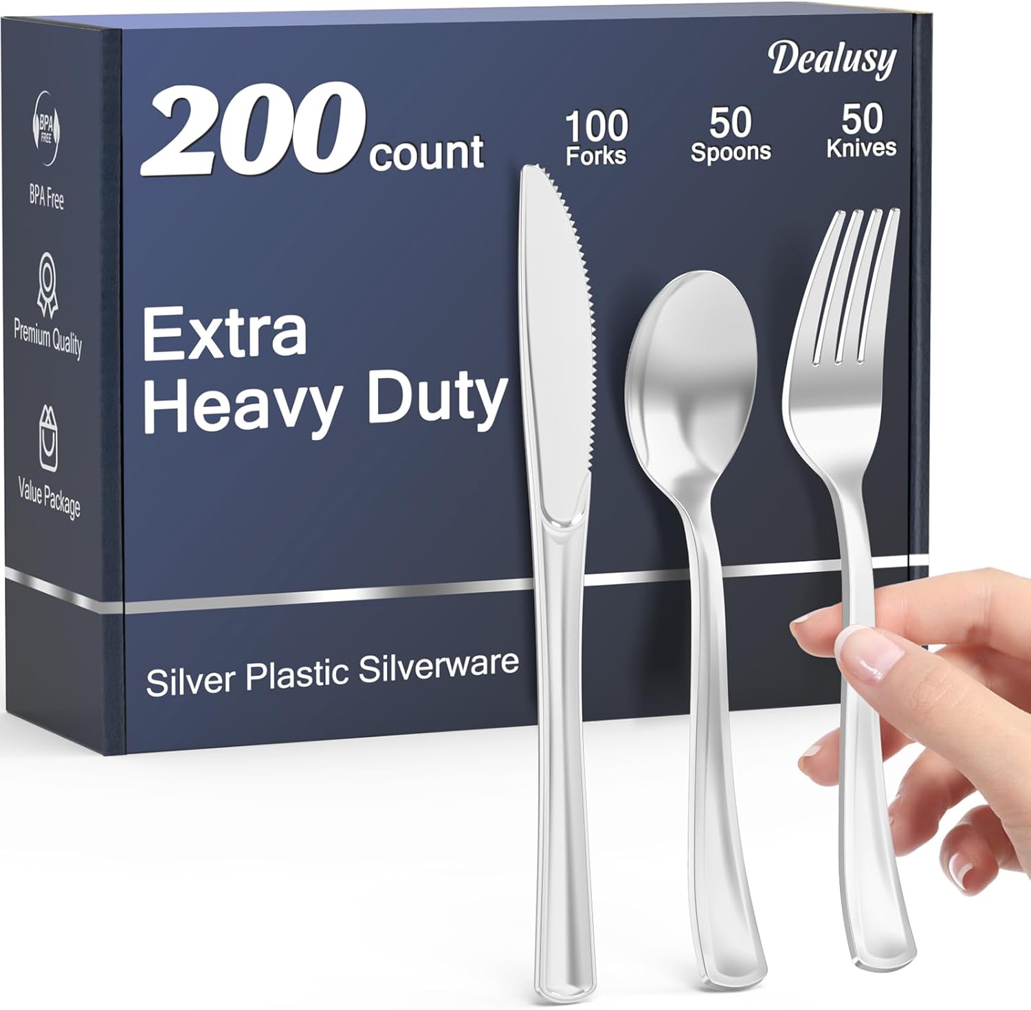 200 Count Heavy Duty Gold Plastic Silverware, 100 Forks, 50 Spoons, 50 Knives, BPA-Free, Heat Resistant, Disposable Gold Plastic Utensils Set, Gold Plastic Cutlery Set, Plasticware Bulk