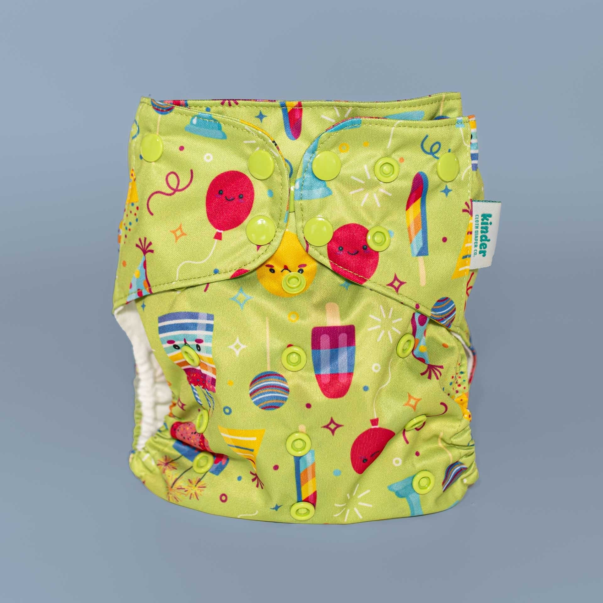 Kinder Cloth Diaper Co. Patterned Basics Pocket Cloth Diaper with Athletic Wicking Jersey