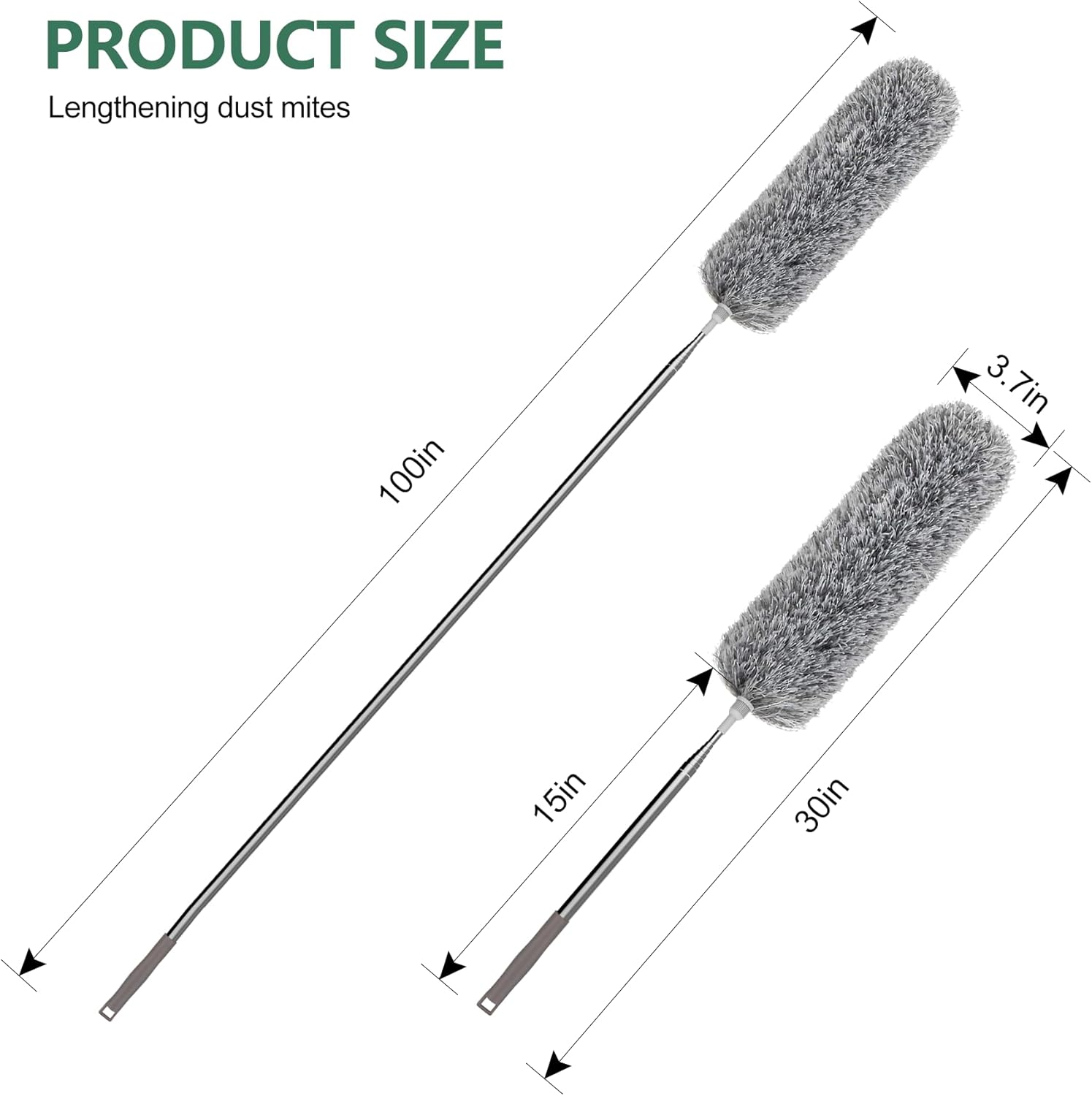 SetSail Extra-Long Dusters with Extension Pole 100-inch for Cleaning, Bendable Microfiber Head Washable Ceiling Fan Duster for High Ceilings, Furniture