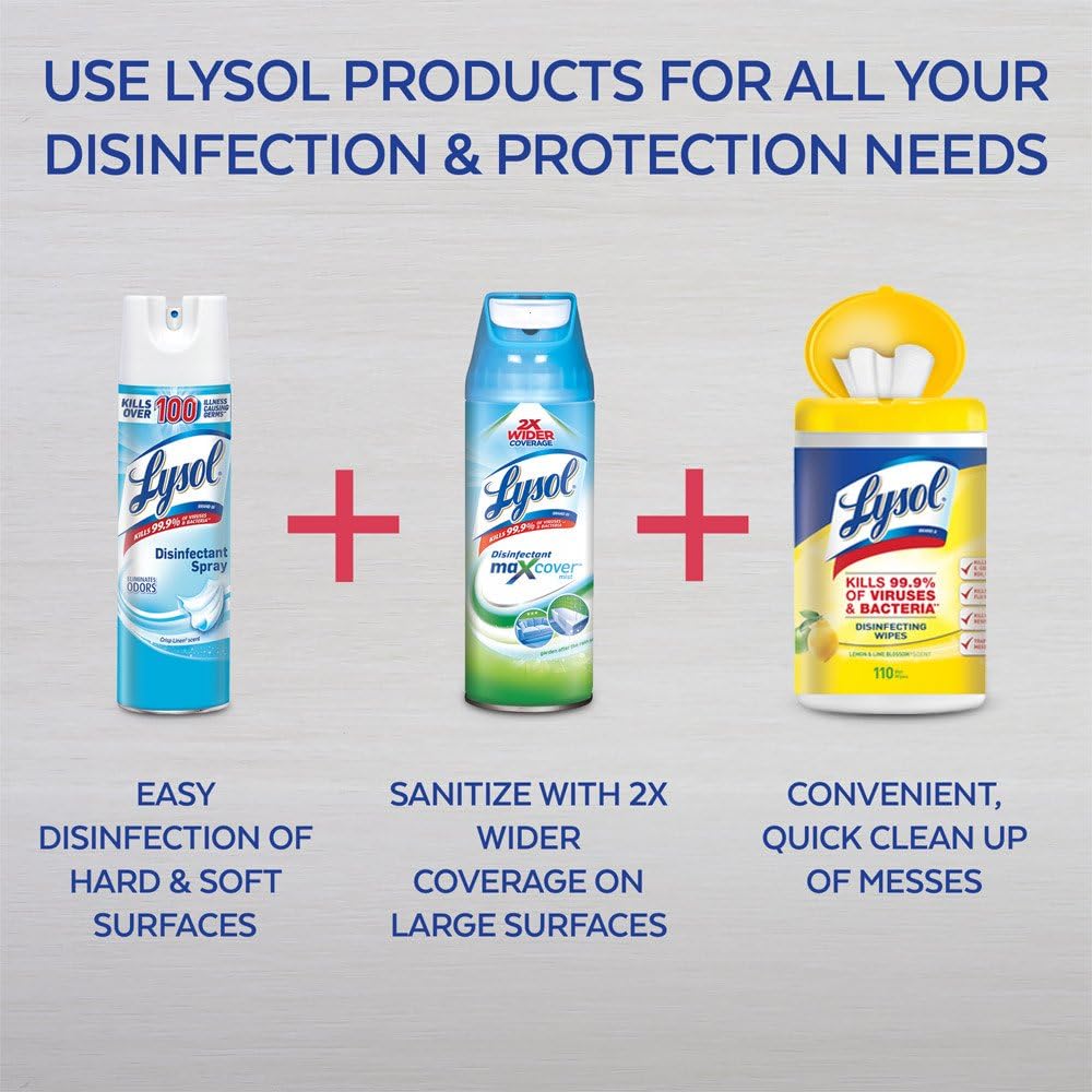Lysol Disinfectant Spray, Sanitizing and Antibacterial Spray, For Disinfecting and Deodorizing, Lemon Breeze, 19 Fl Oz (Pack of 2), Packaging May Vary