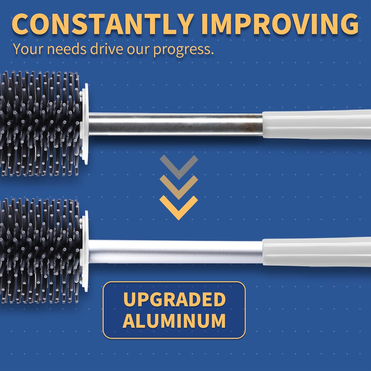 BOOMJOY Toilet Brush and Holder Set, Silicone Toilet Bowl Cleaner Brush, Bathroom Cleaning Bowl Brush Kit with Tweezers, Bathroom Accessories with Aluminum Handle - White