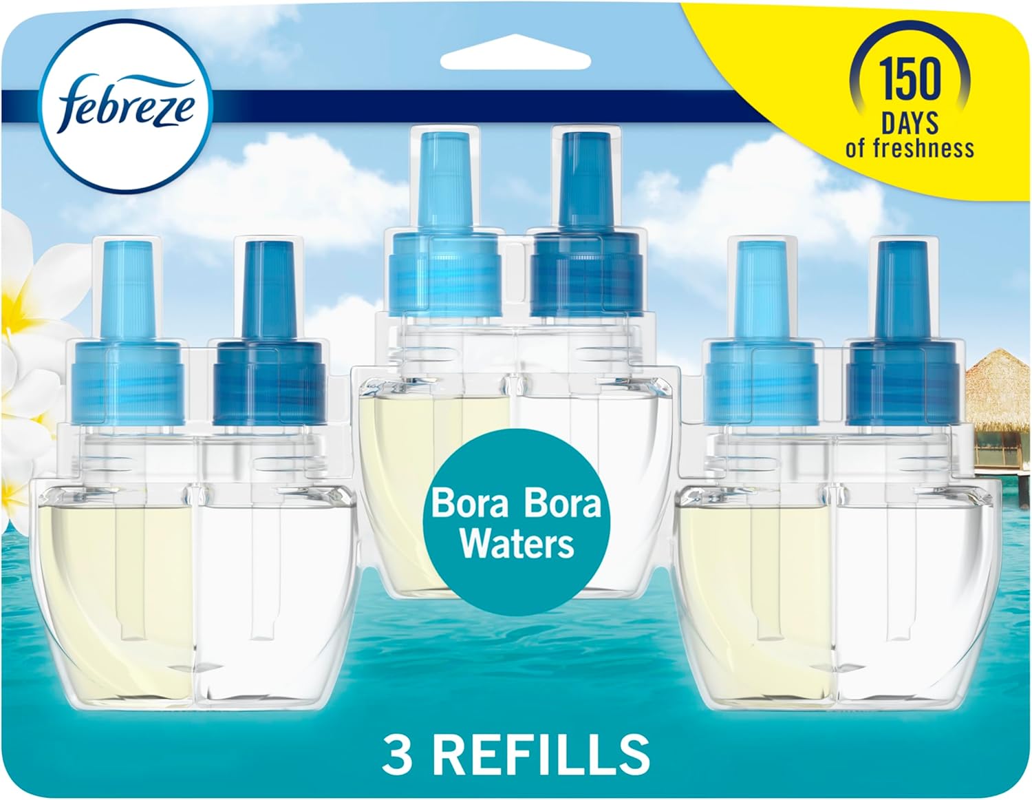 Febreze Plug in Air Fresheners for Home, Air Freshener Plug in, Wall Diffuser, Ocean Scent, Odor Fighter for Strong Odors, 1 Warmer + 2 Oil Refills