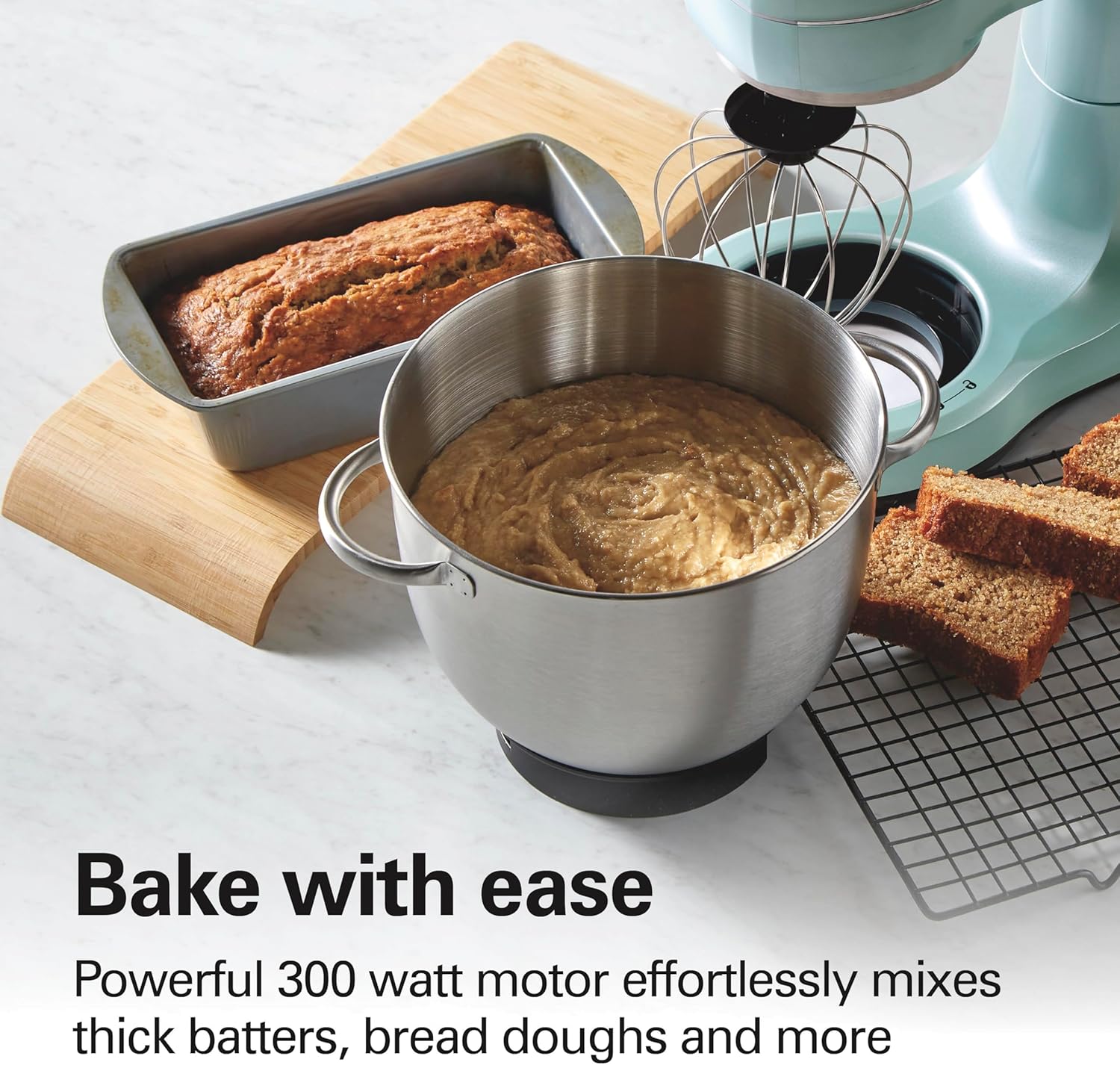 Hamilton Beach Electric Stand Mixer, 4 Quarts, Dough Hook, Flat Beater Attachments, Splash Guard 7 Speeds with Whisk, Black with Top Handle