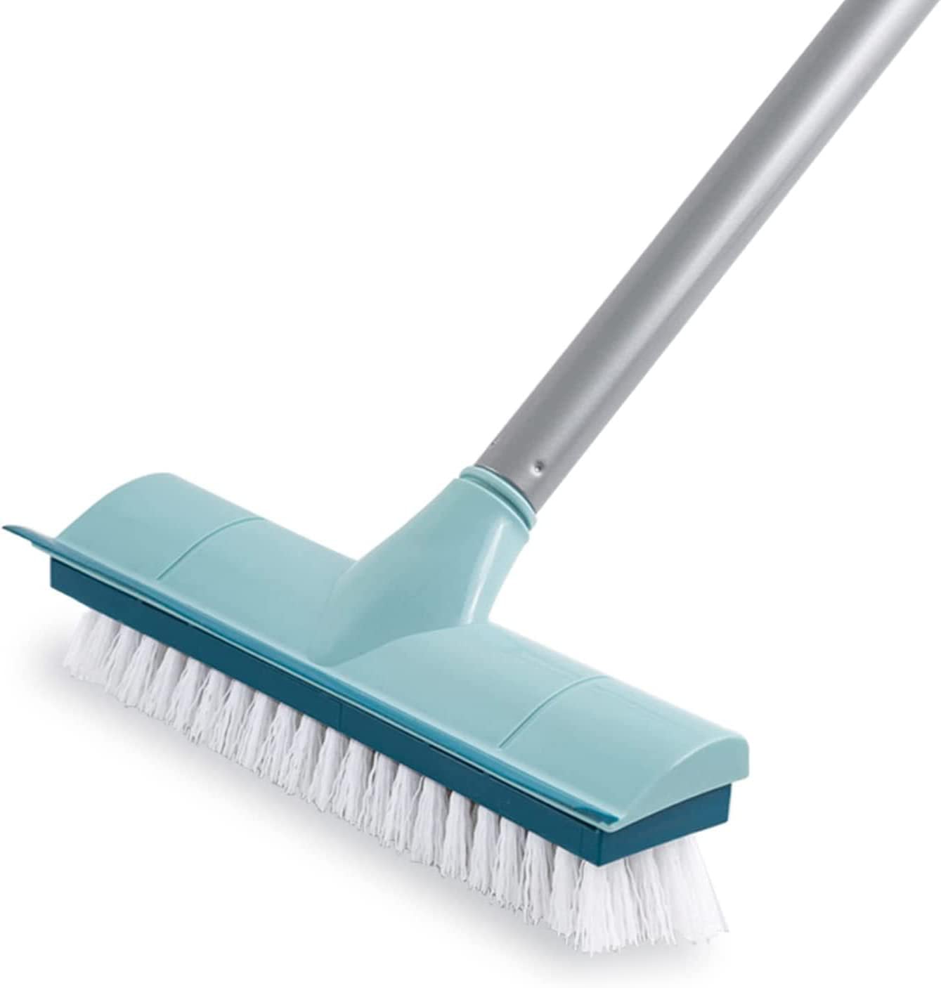 BOOMJOY Floor Scrub Brush with Long Handle, 2 in 1 Scrape and Brush, Stiff Bristles Floor Scrubber, Deck Brush for Cleaning Bathroom, Patio, Garage, Kitchen, Bath, Tile