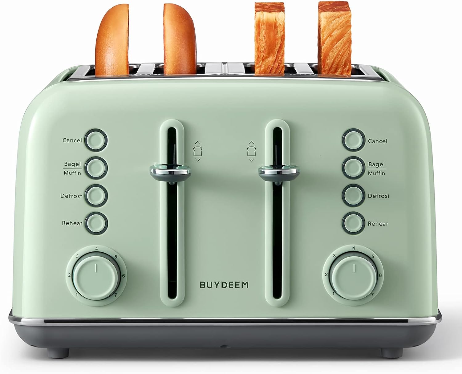 BUYDEEM DT620 2-Slice Toaster, Extra Wide Slots, Retro Stainless Steel with High Lift Lever, Bagel and Muffin Function, Removal Crumb Tray, 7-Shade Settings,Stainless Steel