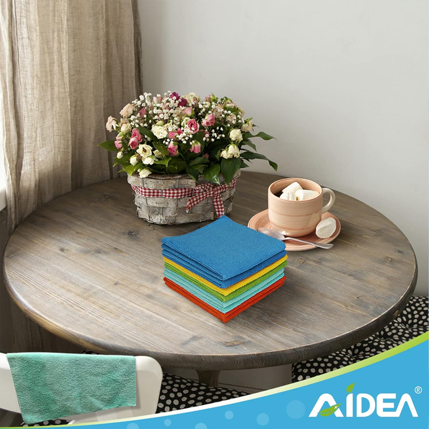 AIDEA Microfiber Cleaning Cloths-8PK, All-Purpose Cleaning Towels, Soft Absorbent Cleaning Rags Kitchen Towels, Lint-Free Dusting Cloth for House, Kitchen, Car, Window-(12in.x 12in.)