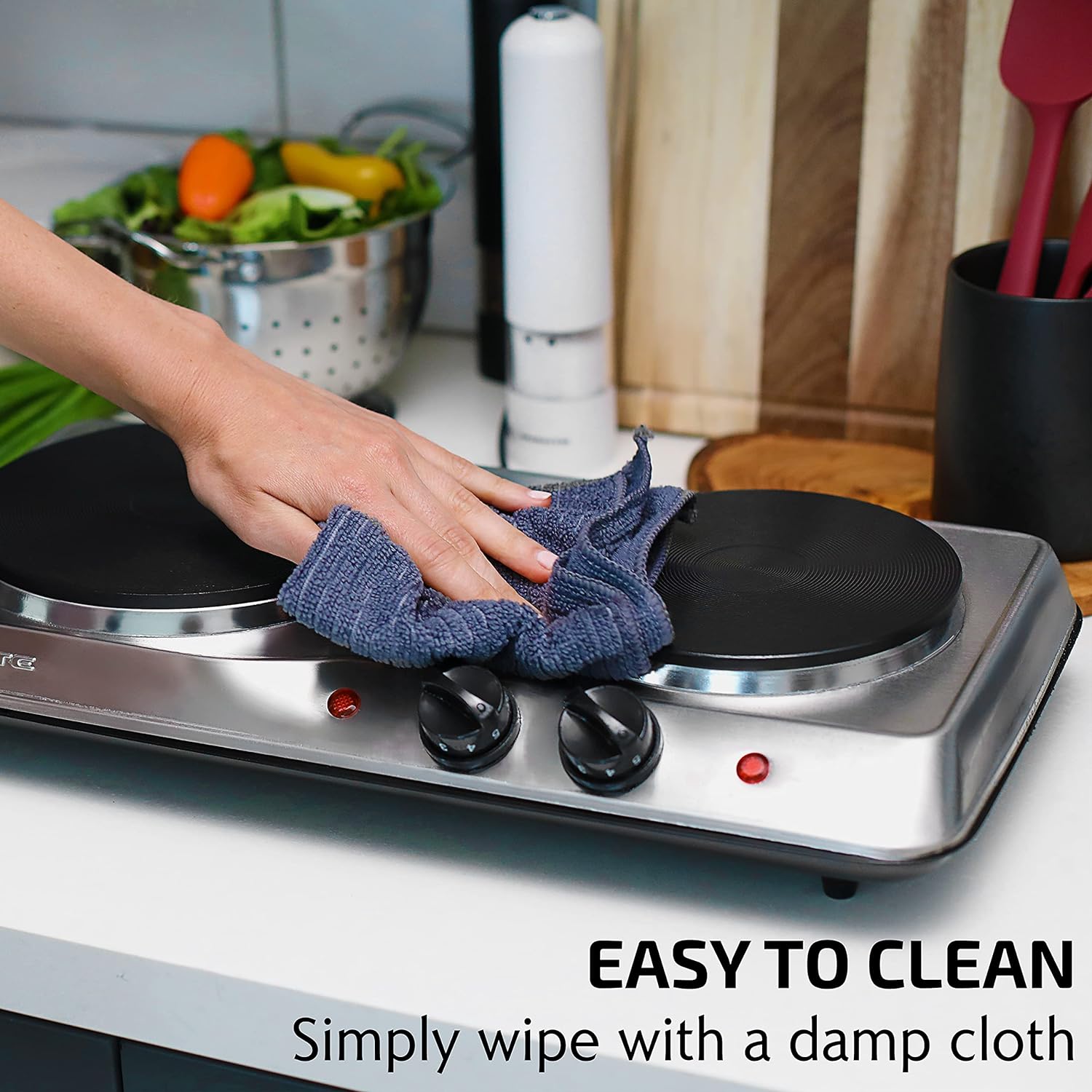 OVENTE Electric Countertop Double Burner, 1700W Cooktop with 7.25