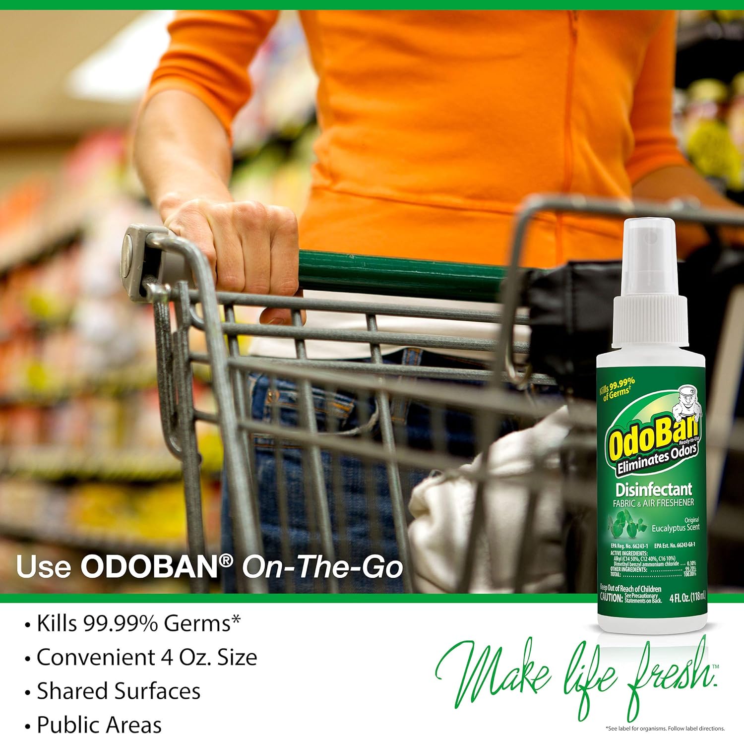 OdoBan Disinfectant Concentrate and Odor Eliminator, 2 Gallons, Cotton Breeze Scent