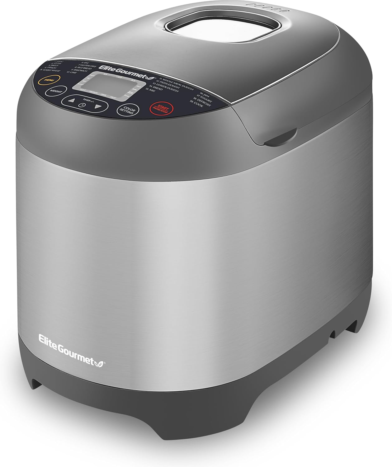 Elite Gourmet EBM8103B Programmable Bread Maker Machine 3 Loaf Sizes, 19 Menu Functions Gluten Free White Wheat Rye French and more, 2 Lbs, Black