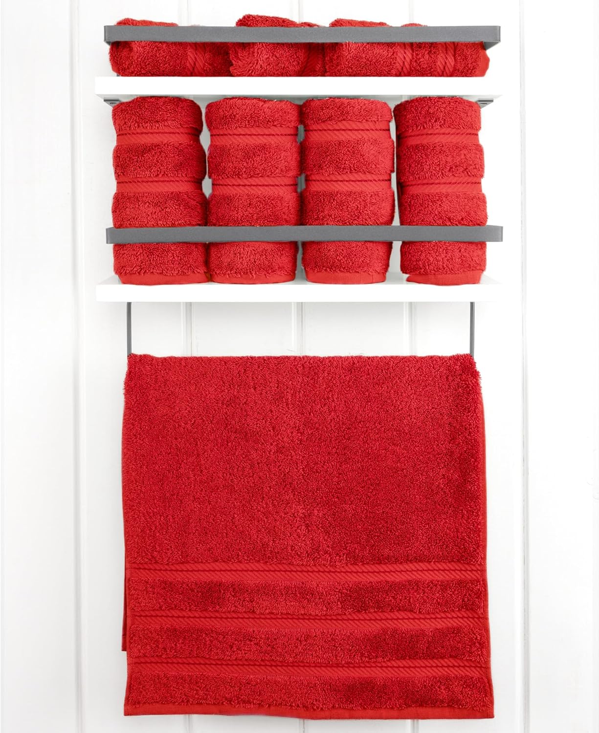 American Soft Linen Luxury 6 Piece Towel Set, 2 Bath Towels 2 Hand Towels 2 Washcloths, 100% Cotton Turkish Towels for Bathroom, Light Grey Towel Sets