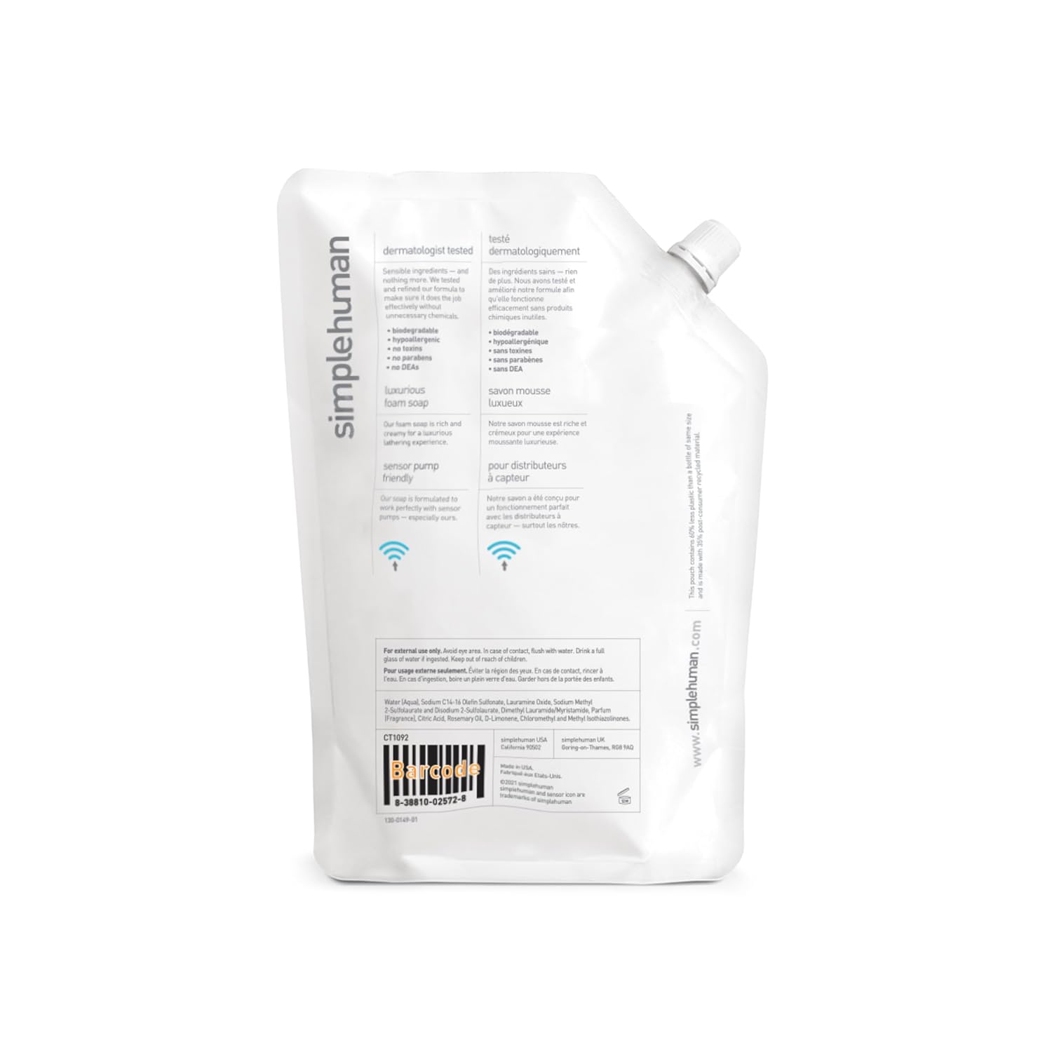 simplehuman Lavender Moisturizing Liquid Hand Soap Refill Pouch, 34 Fl. Oz.