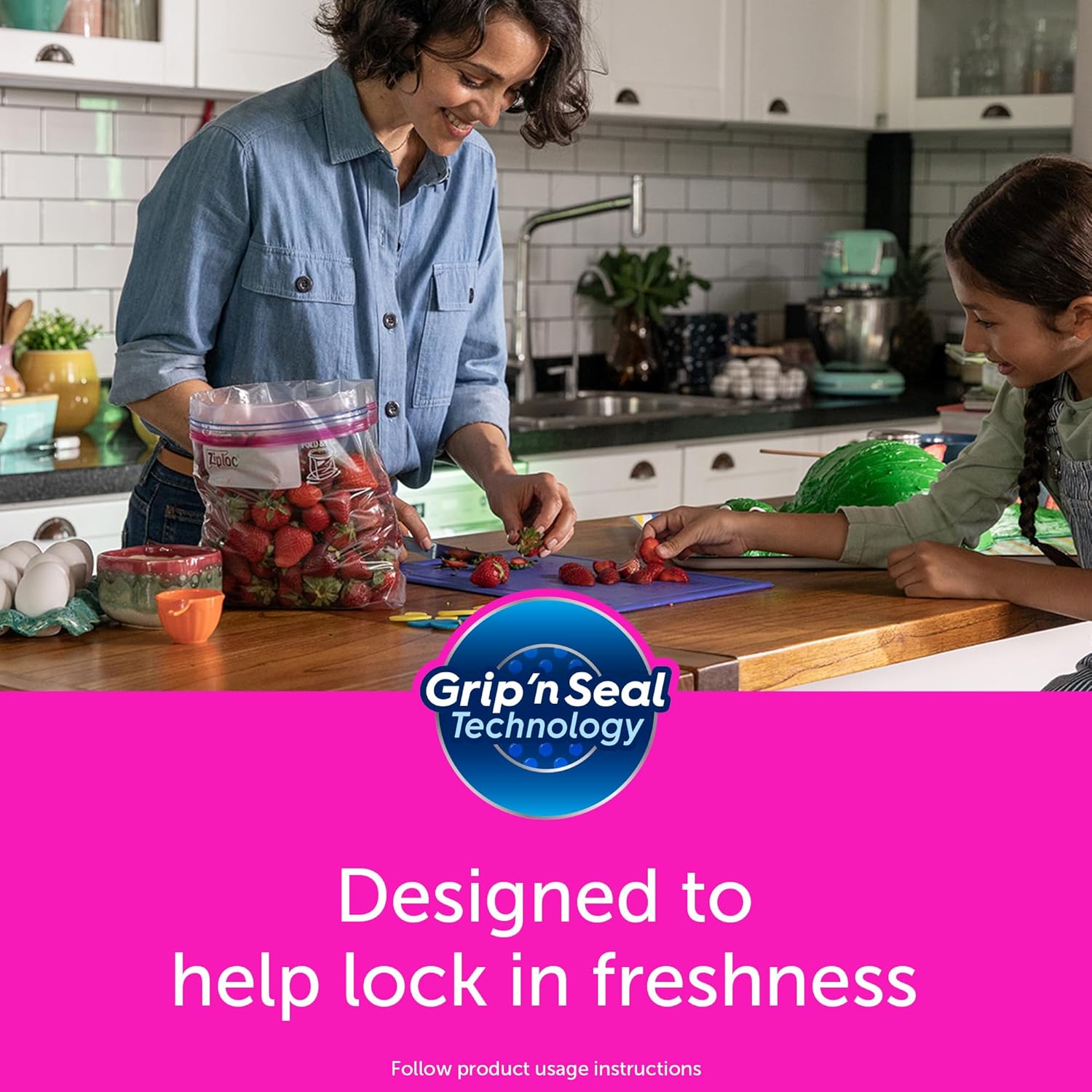 Ziploc Gallon Food Storage Bags, Stay Open Design with Stand-Up Bottom, Easy to Fill, 75 Count