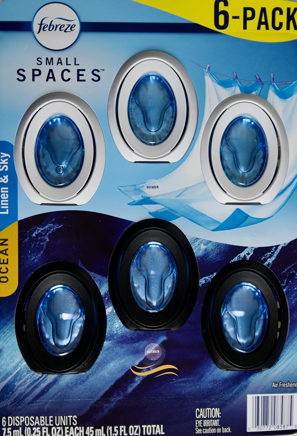 Febreze Small Spaces Air Freshener Linen & Sky, .25 fl. oz., Pack of 4