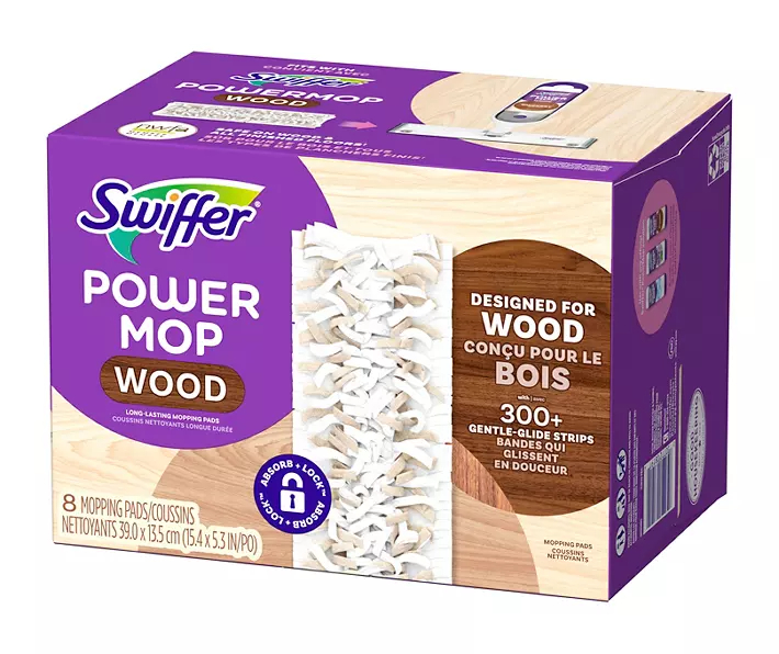PowerMop Wood Mopping Pad Refills, 8-Count