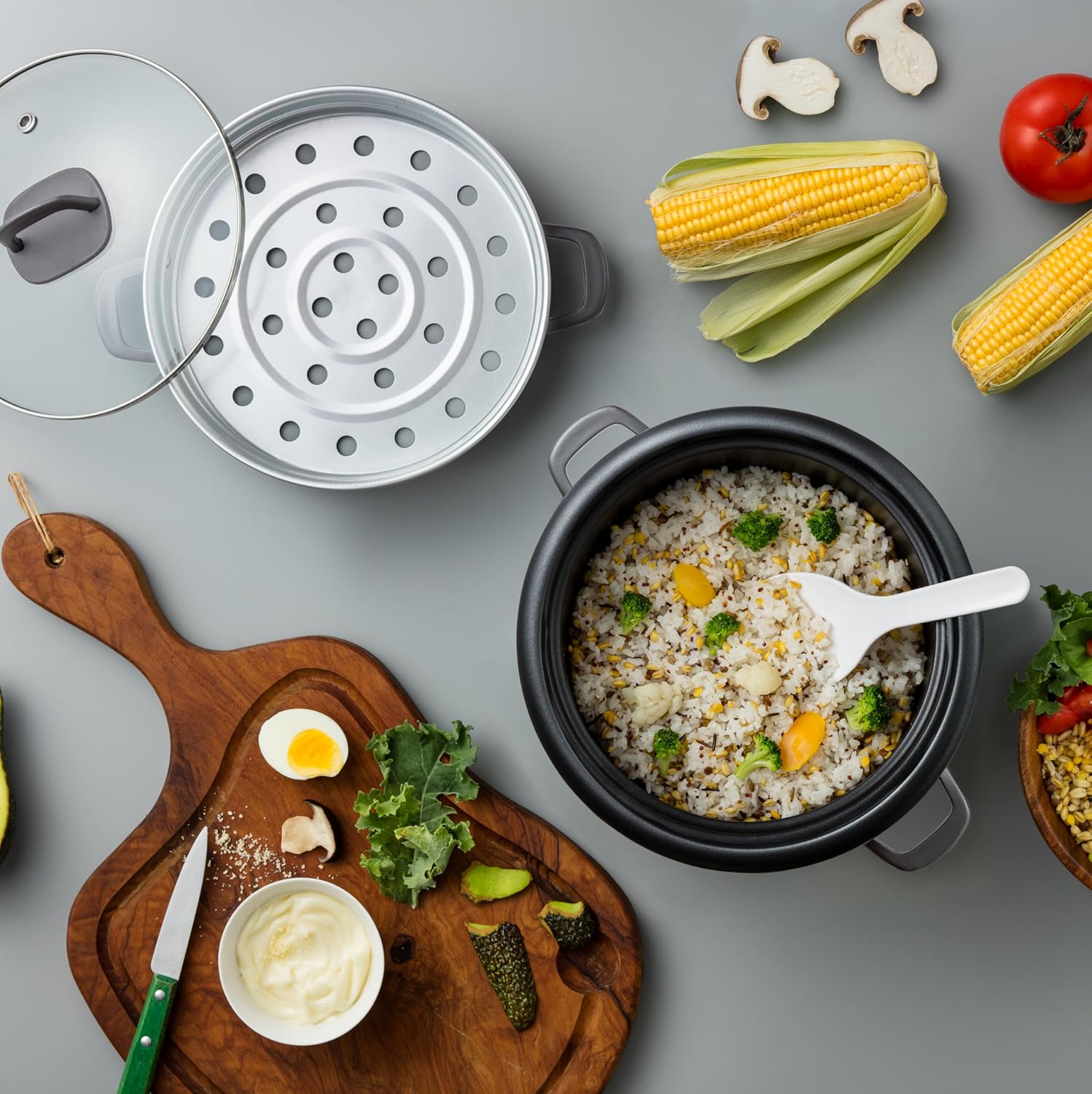 Aroma Housewares 6-Cup (Cooked) (3-Cup Uncooked) Pot Style Rice Cooker and Food Steamer (ARC-743-1NG), White
