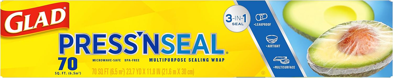 Glad Press'N Seal Plastic Food Wrap, 70 Square Foot Roll (Package May Vary)