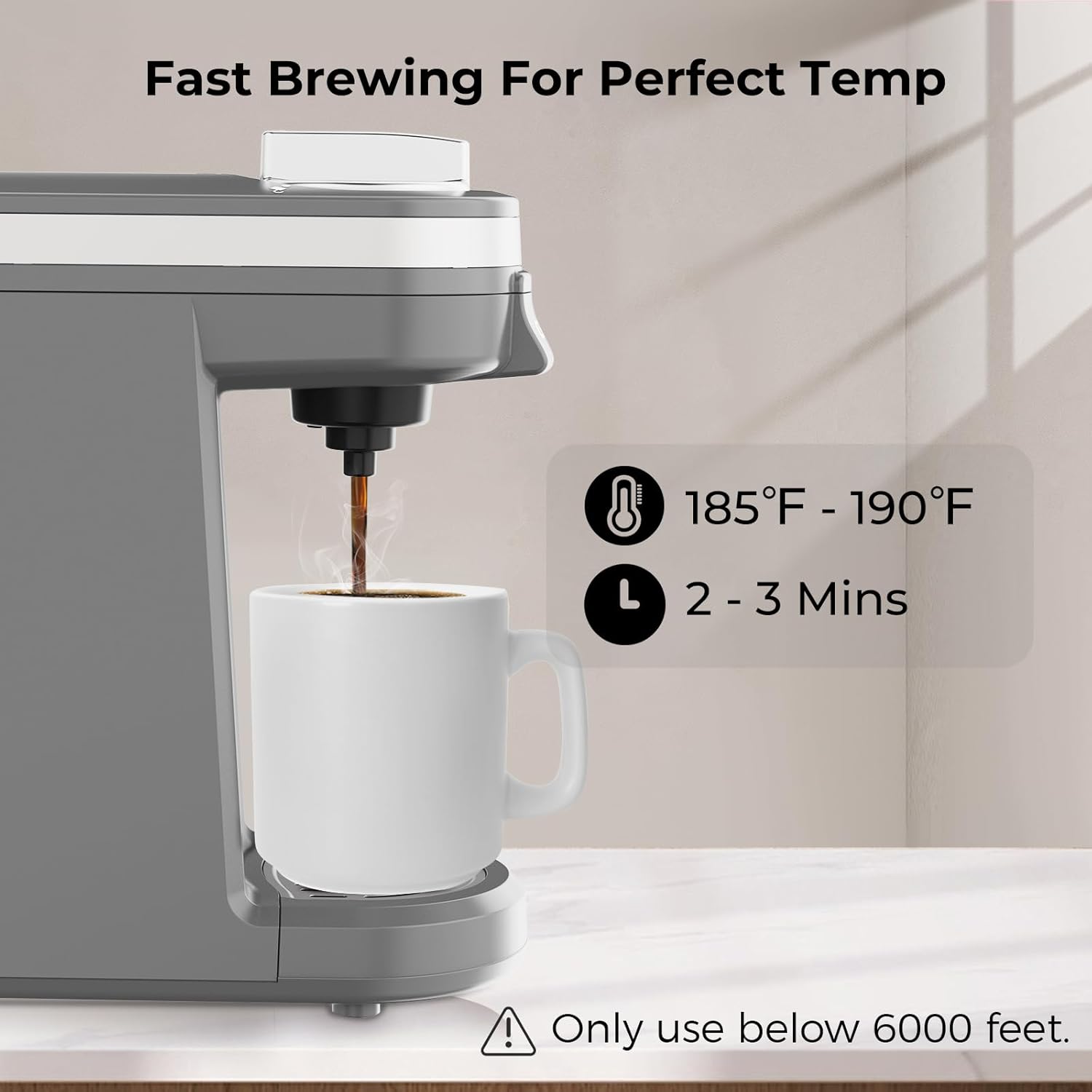 CHULUX Single Serve Coffee Maker for K Capsule and Ground Coffee, Single Cup Coffee Machine, Black