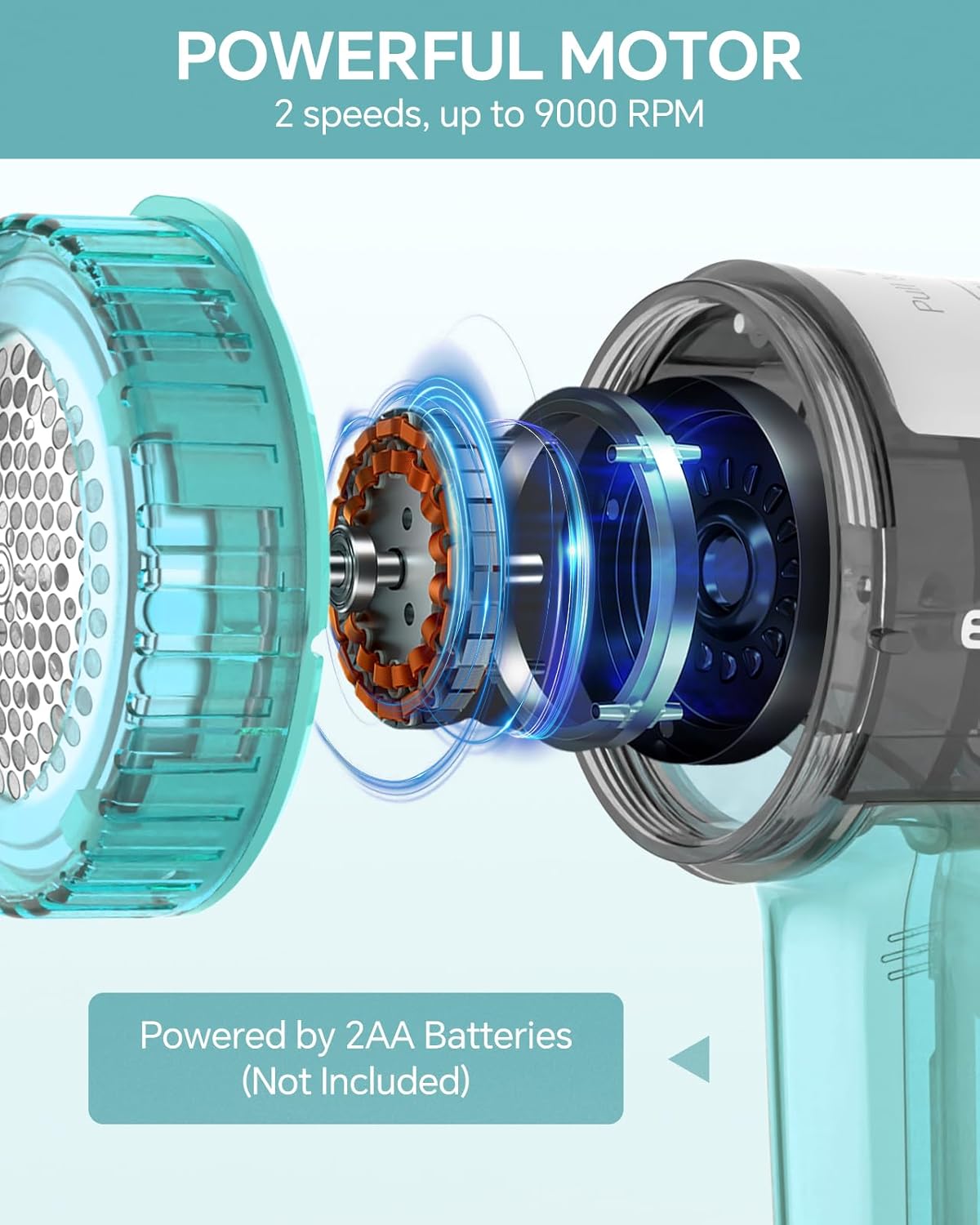 BEAUTURAL Fabric Shaver and Lint Remover, Sweater Defuzzer with 2-Speeds, 2 Replaceable Stainless Steel Blades, Battery Operated, Remove Clothes Fuzz, Lint Balls, Pills, Bobbles