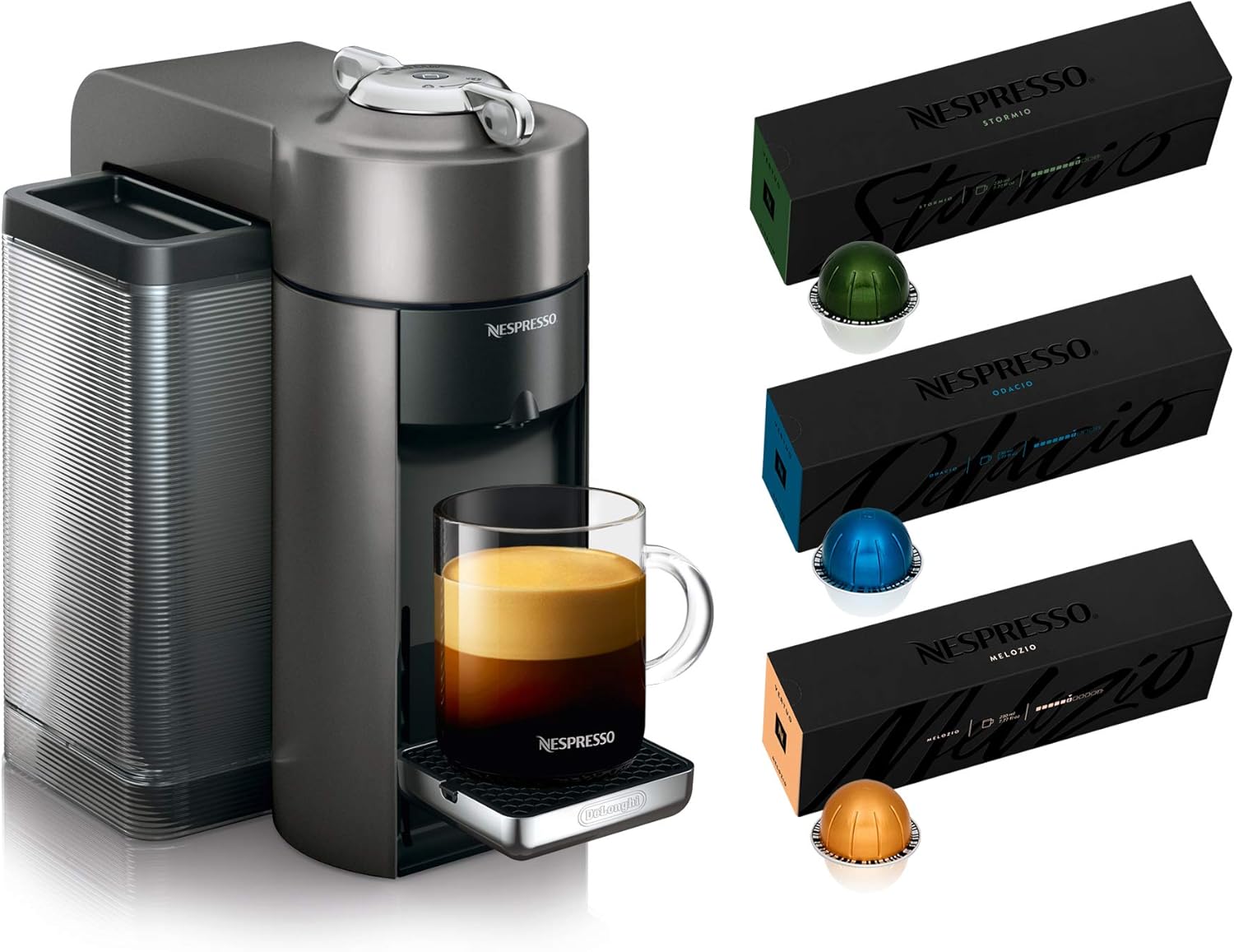 Nespresso Vertuo Coffee and Espresso Maker,1597 ml, by De'Longhi, Graphite Metal