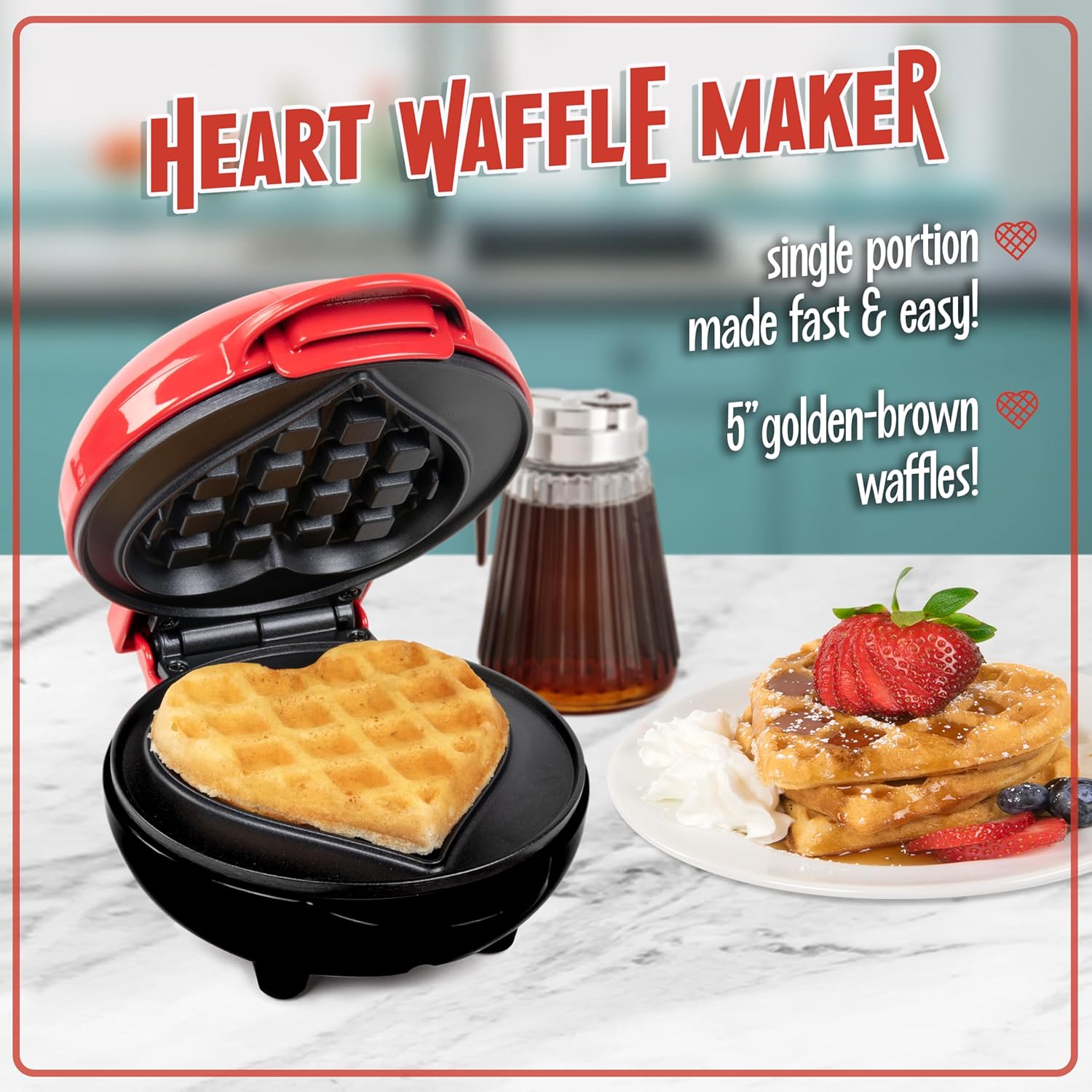 Nostalgia MyMini Cars and Trucks Shape Electric Waffle Maker, 5-Inch Non-Stick Griddle for Waffles, Hash Browns, Eggs, and More, Yellow