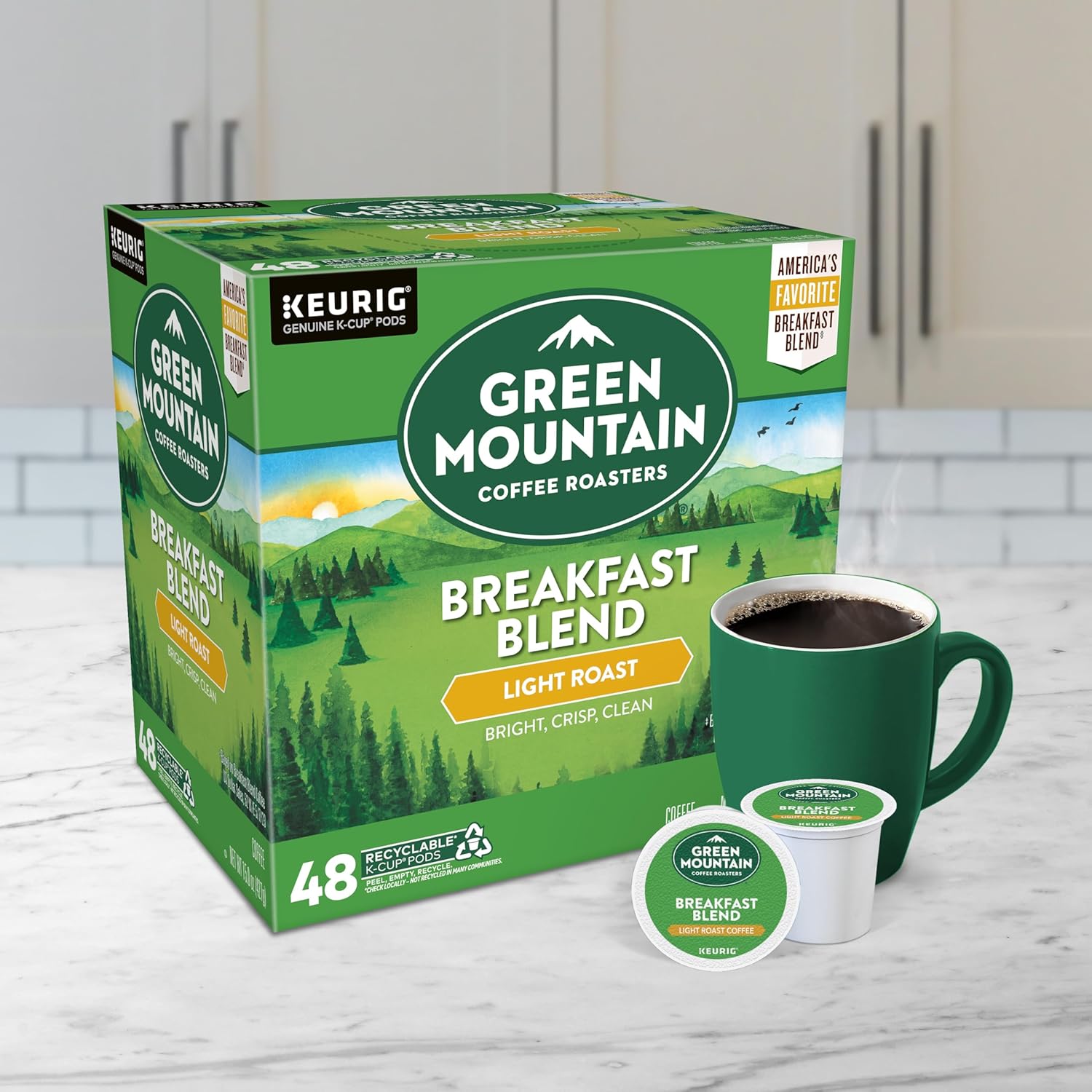 Green Mountain Coffee Roasters Breakfast Blend Single-Serve Keurig K-Cup Pods, Light Roast Coffee, 96 Count