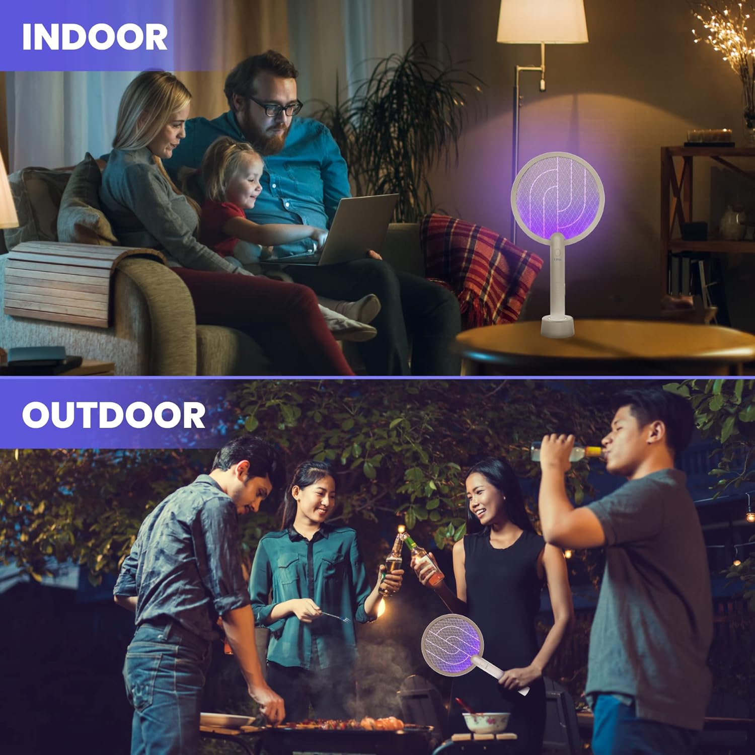 LiBa Electric Bug Zapper, Indoor Insect Killer - (2) Extra Replacement Bulbs - Fly, Mosquito Killer and Repellent - Lightweight, Powerful 2800V Grid, Easy-to-Clean, with a Removable Washable Tray.