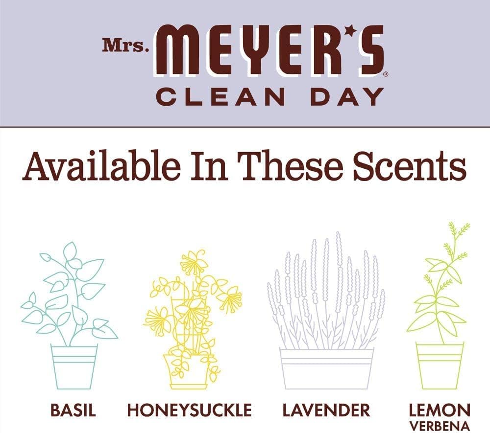 MRS. MEYER'S CLEAN DAY Liquid Dish Soap, Biodegradable Formula, Basil, 16 fl. oz - Pack of 3