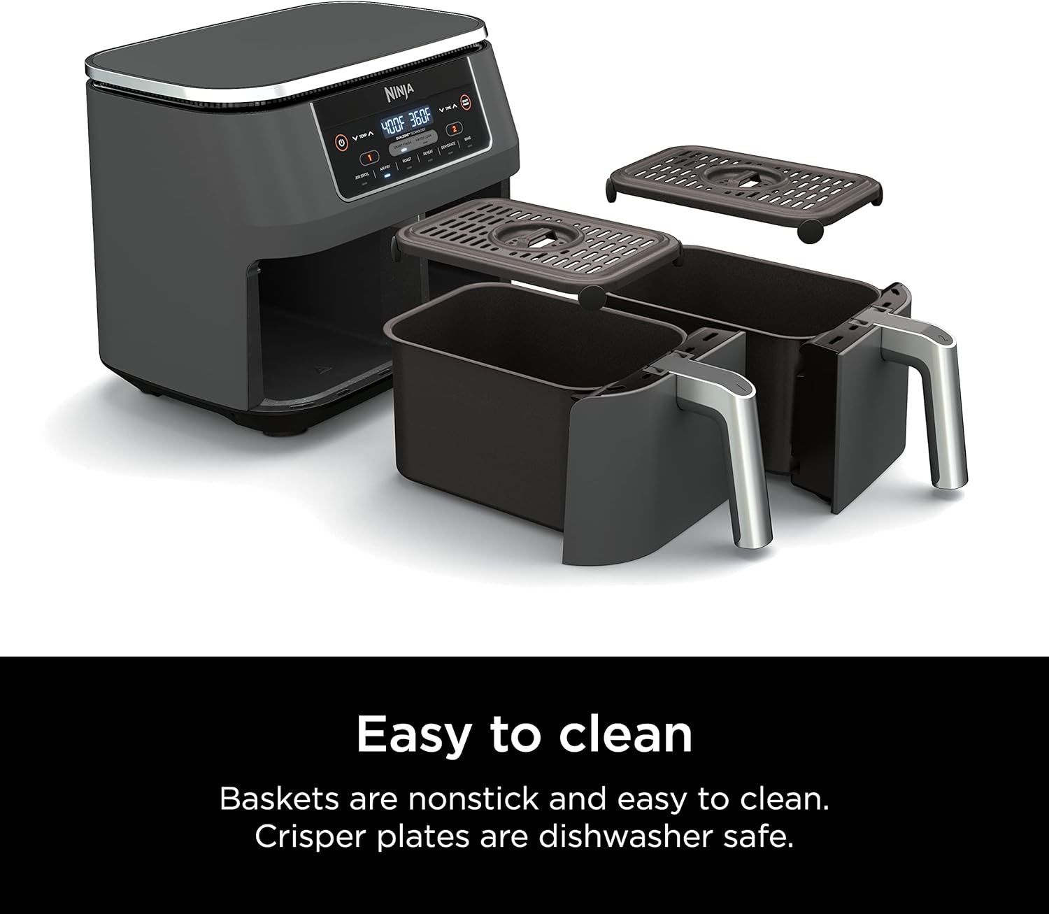 Ninja Air Fryer, Thermometer, Roast, Bake, Air Fry, Crisps, Broil, Reheats, Keep Warm, 10-in-1, Fries, Frozen Food, Veggies, and Meat, Quick Meals, Healthy Meals, Less Oil, 10 QT, Grey, DZ550