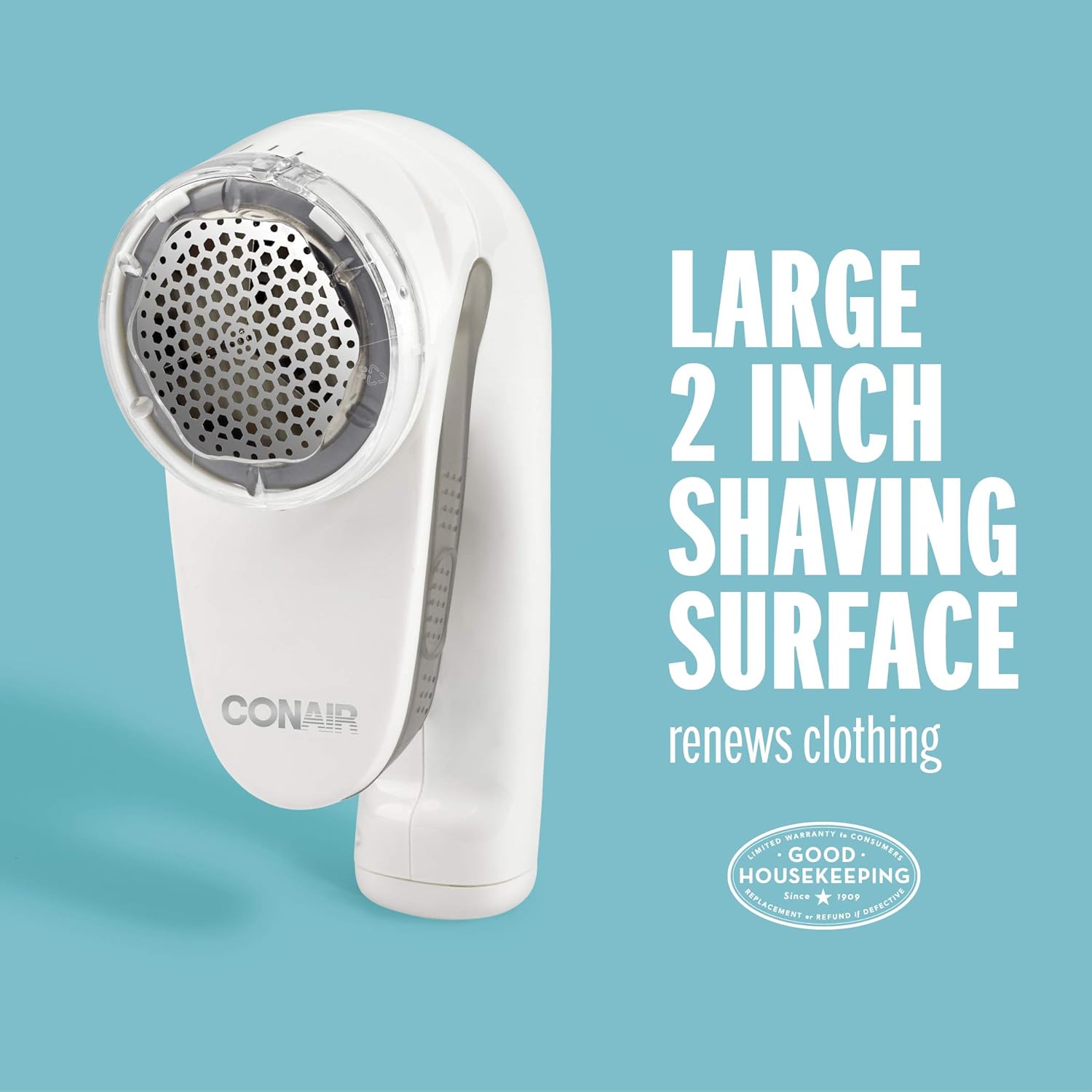 Conair Fabric Shaver and Lint Remover, Battery Operated Portable Fabric Shaver, White