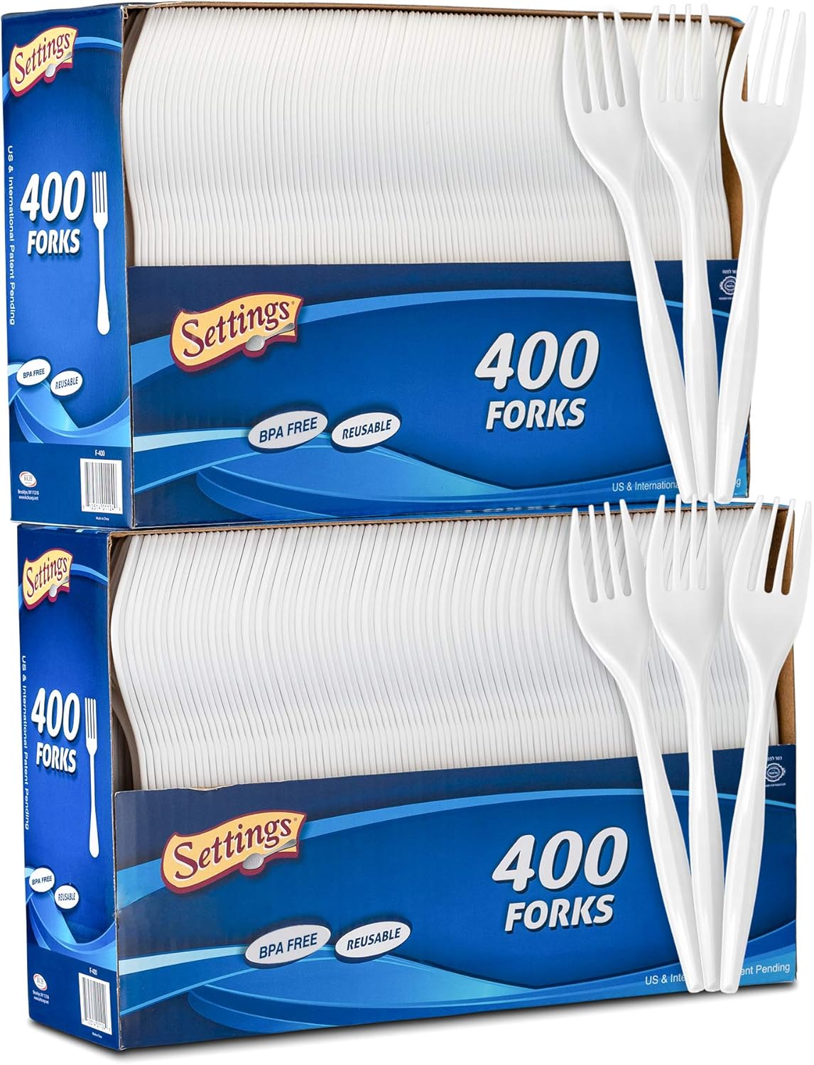 [400 Count] Settings Plastic White Forks, Practical Disposable Cutlery, Great for Thanksgiving Home, Office, School, Party, Picnics, Restaurant, Take-Out Fast Food, Outdoor Events, Or Every Day Use,