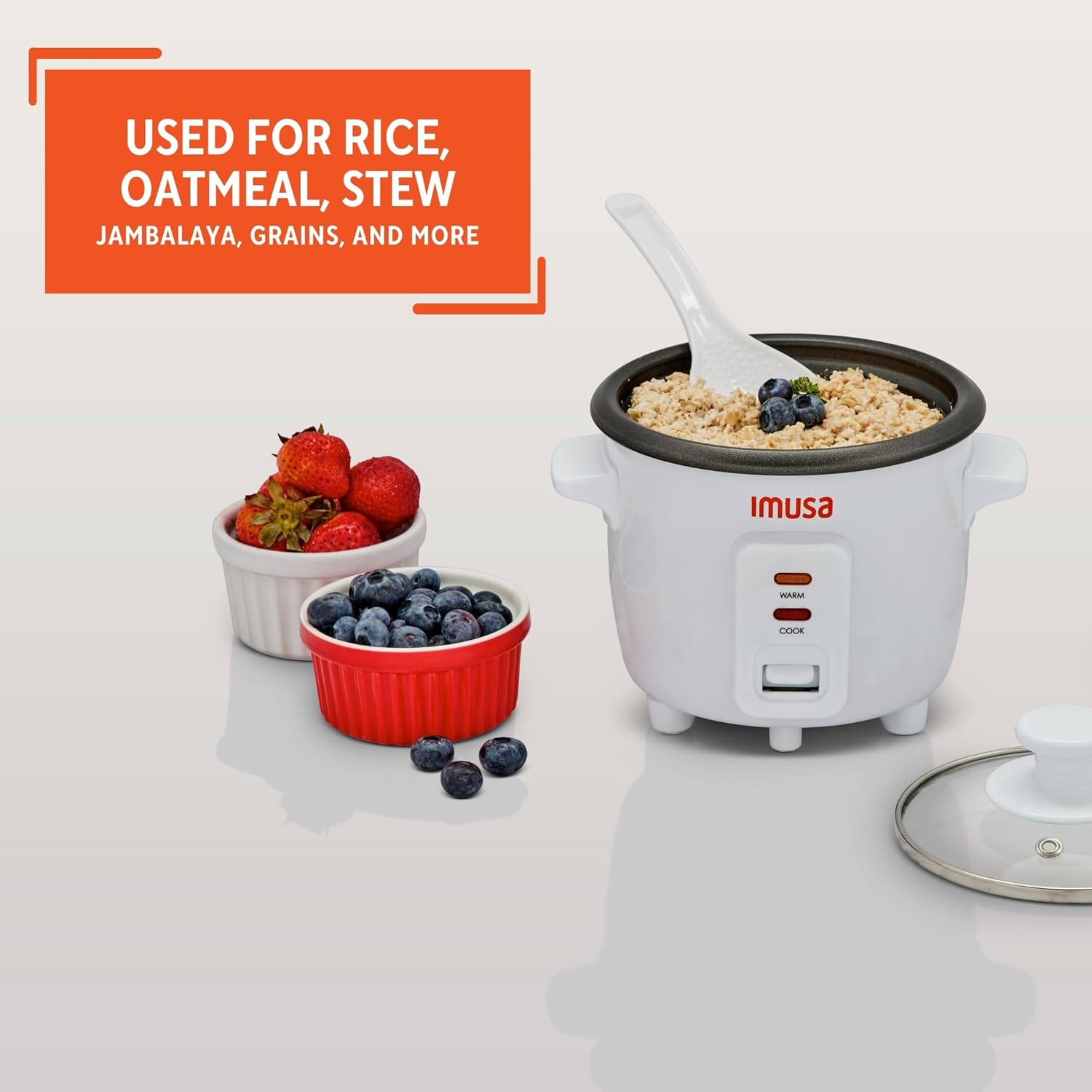 IMUSA USA GAU-00011 Electric Nonstick Rice Cooker 3-Cup (Uncooked) 6-Cup (Cooked), White