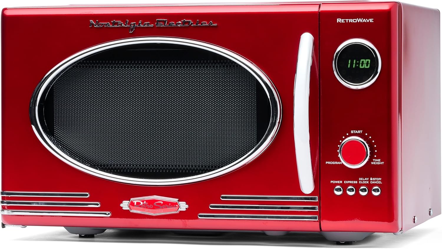Nostalgia Retro Compact Countertop Microwave Oven - 0.7 Cu. Ft. - 700-Watts with LED Digital Display - Child Lock - Easy Clean Interior - Aqua