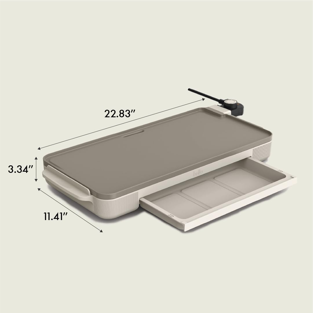 BELLA Electric Ceramic Titanium Griddle, Make 10 Eggs At Once, Healthy-Eco Non-stick Coating, Hassle-Free Clean Up, Large Submersible Cooking Surface, 10.5