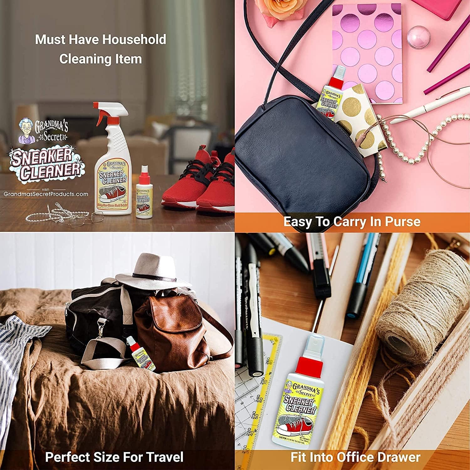 Grandma's Secret Spot Remover Laundry Spray - Chlorine, Bleach and Toxin-Free for Clothes - Fabric Stain Remover Removes Oil, Paint, Blood and Pet Stains - 16 oz & 2 oz Combo, DuoPack