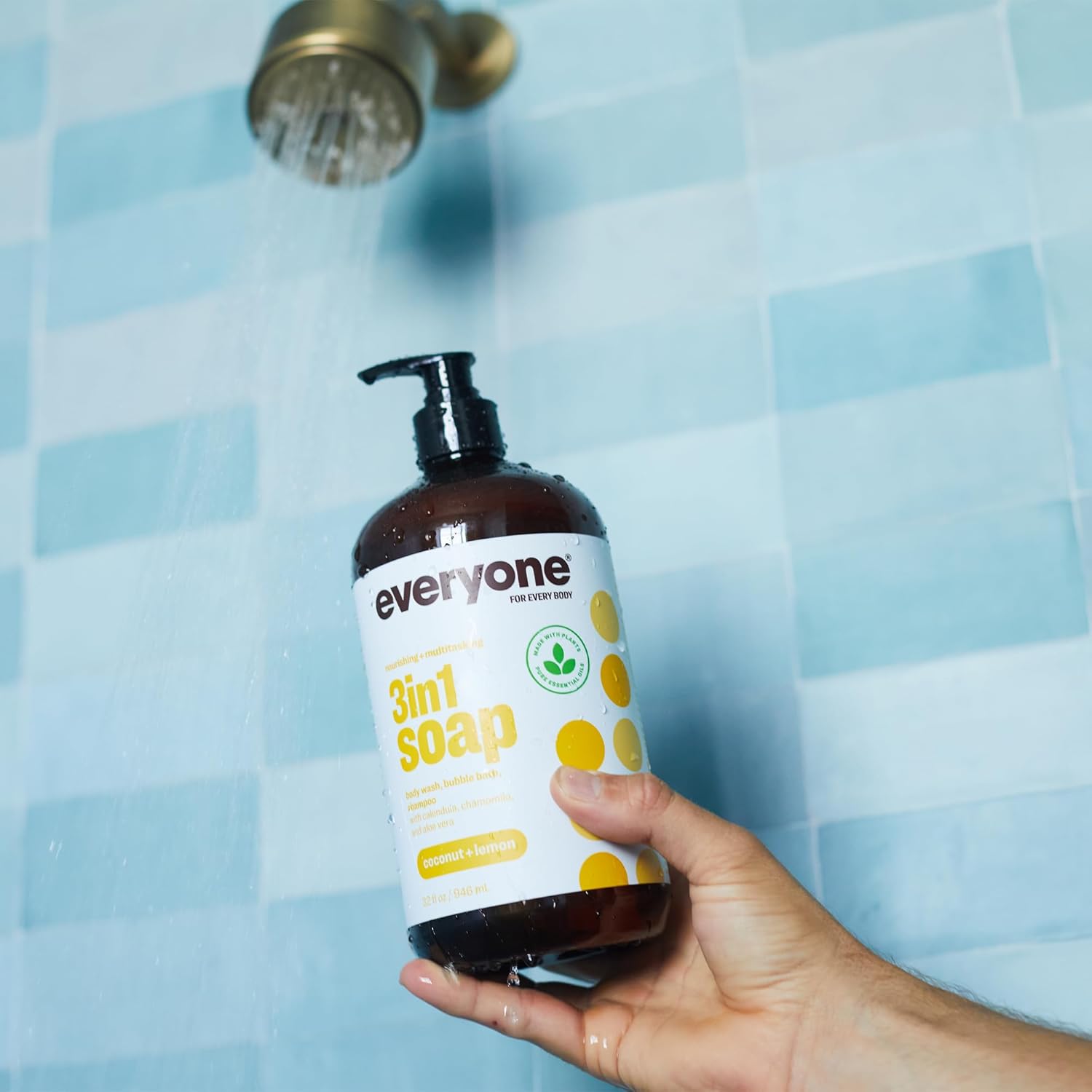 Everyone 3-in-1 Soap, Body Wash, Bubble Bath, Shampoo, 32 Ounce (Pack of 2), Lavender and Aloe, Coconut Cleanser with Organic Plant Extracts and Pure Essential Oils (Packaging May Vary)
