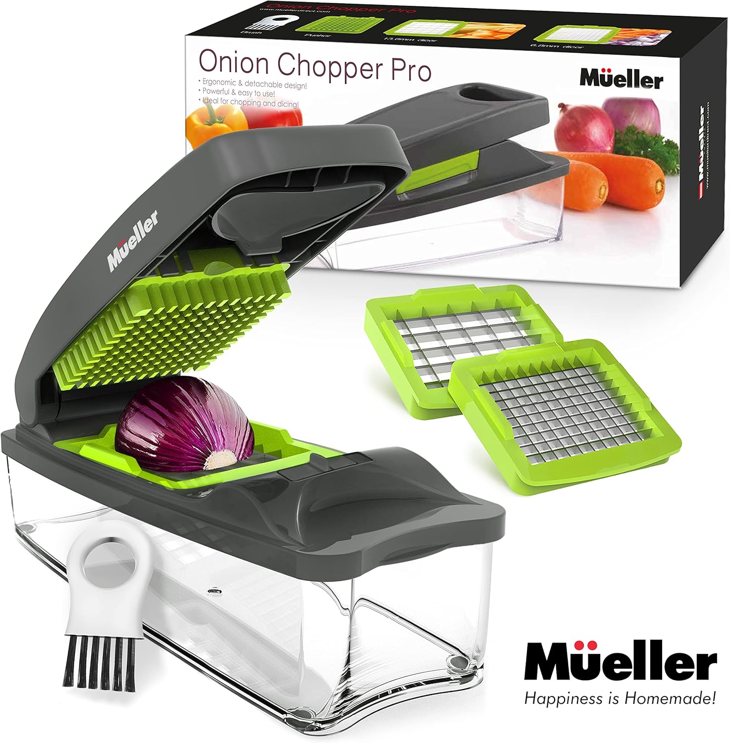 Mueller Pro-Series 10-in-1, 8 Blade Vegetable Chopper, Onion Mincer, Cutter, Dicer, Egg Slicer with Container, French Fry Cutter, Potato Slicer, Home Essentials & Kitchen Gadgets, Salad Chopper