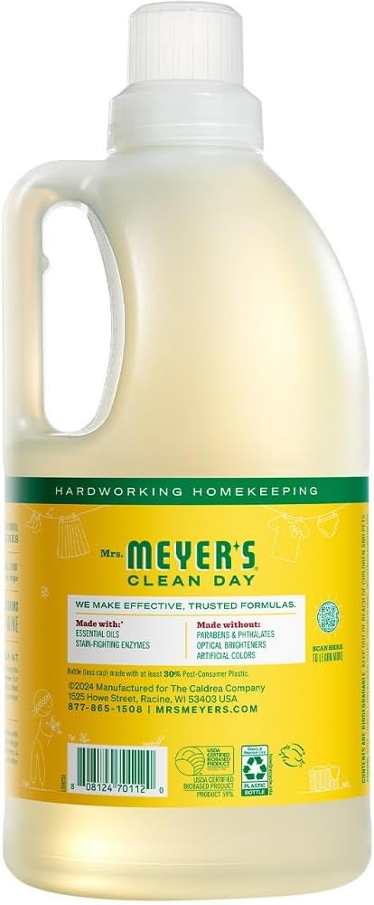 MRS. MEYER'S CLEAN DAY Liquid Laundry Detergent, Biodegradable Formula Infused with Essential Oils, Lavender, 64 oz (64 Loads)