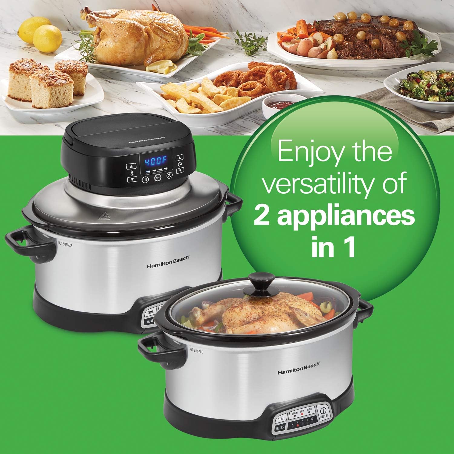 Hamilton Beach Programmable Slow Cooker with Flexible Easy Programming, 5 Cooking Times, Dishwasher-Safe Crock, Lid, 4 Quart, Silver
