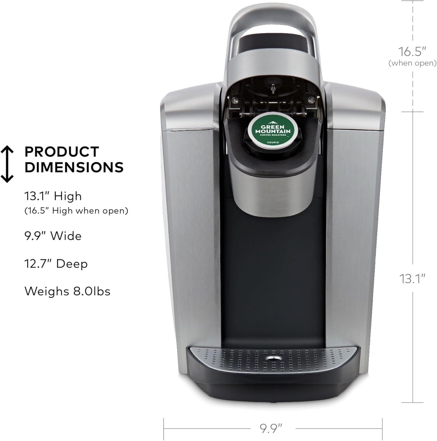 Keurig K-Elite Single Serve K-Cup Pod Coffee Maker, with Strength and Temperature Control, Iced Coffee Capability, 8 to 12oz Brew Size, Programmable, Brushed Slate