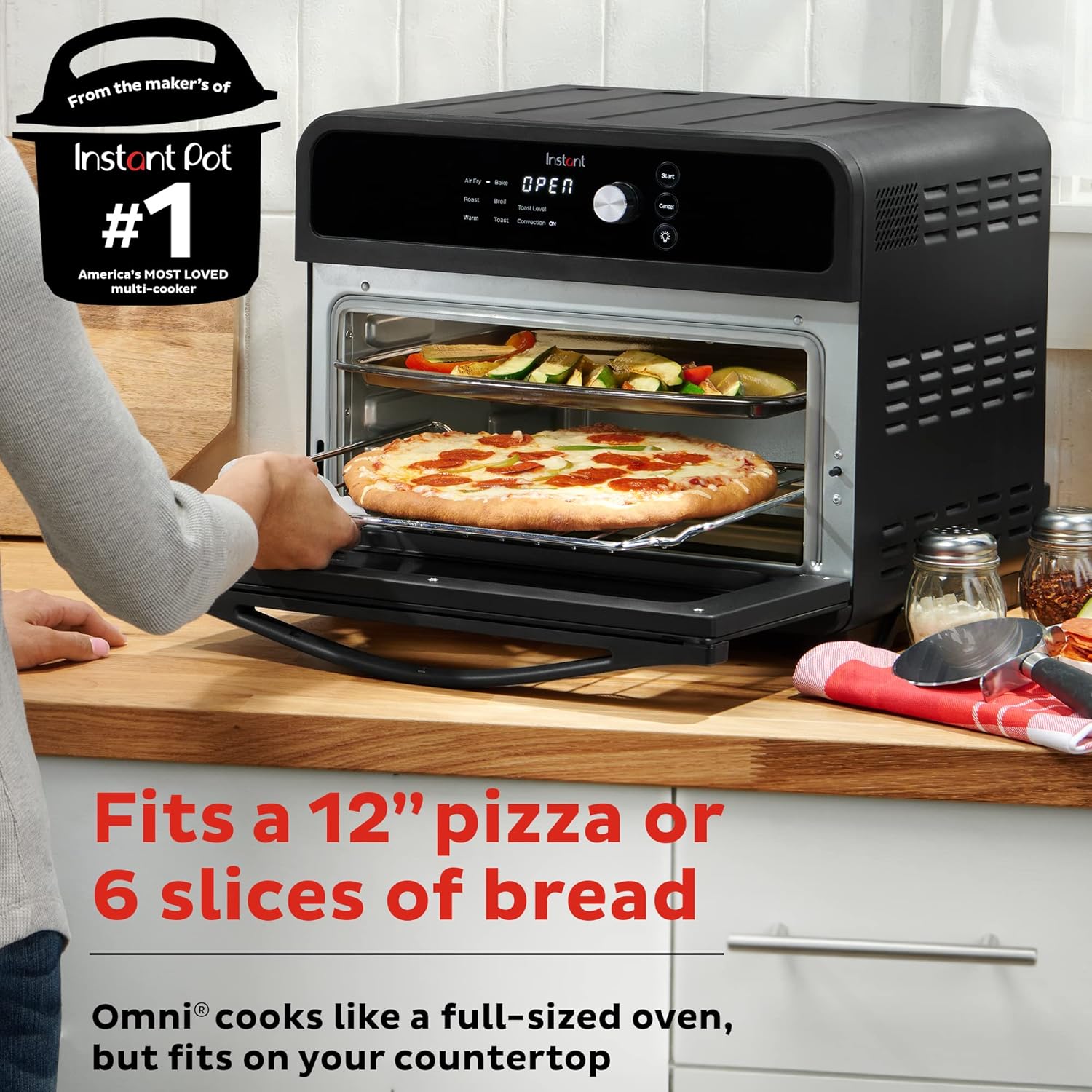 Instant Pot 10QT Air Fryer, 7-in-1 Functions with EvenCrisp Technology that Crisps, Broils, Bakes, Roasts, Dehydrates, Reheats & Rotisseries, Includes over 100 In-App Recipes, Stainless Steel
