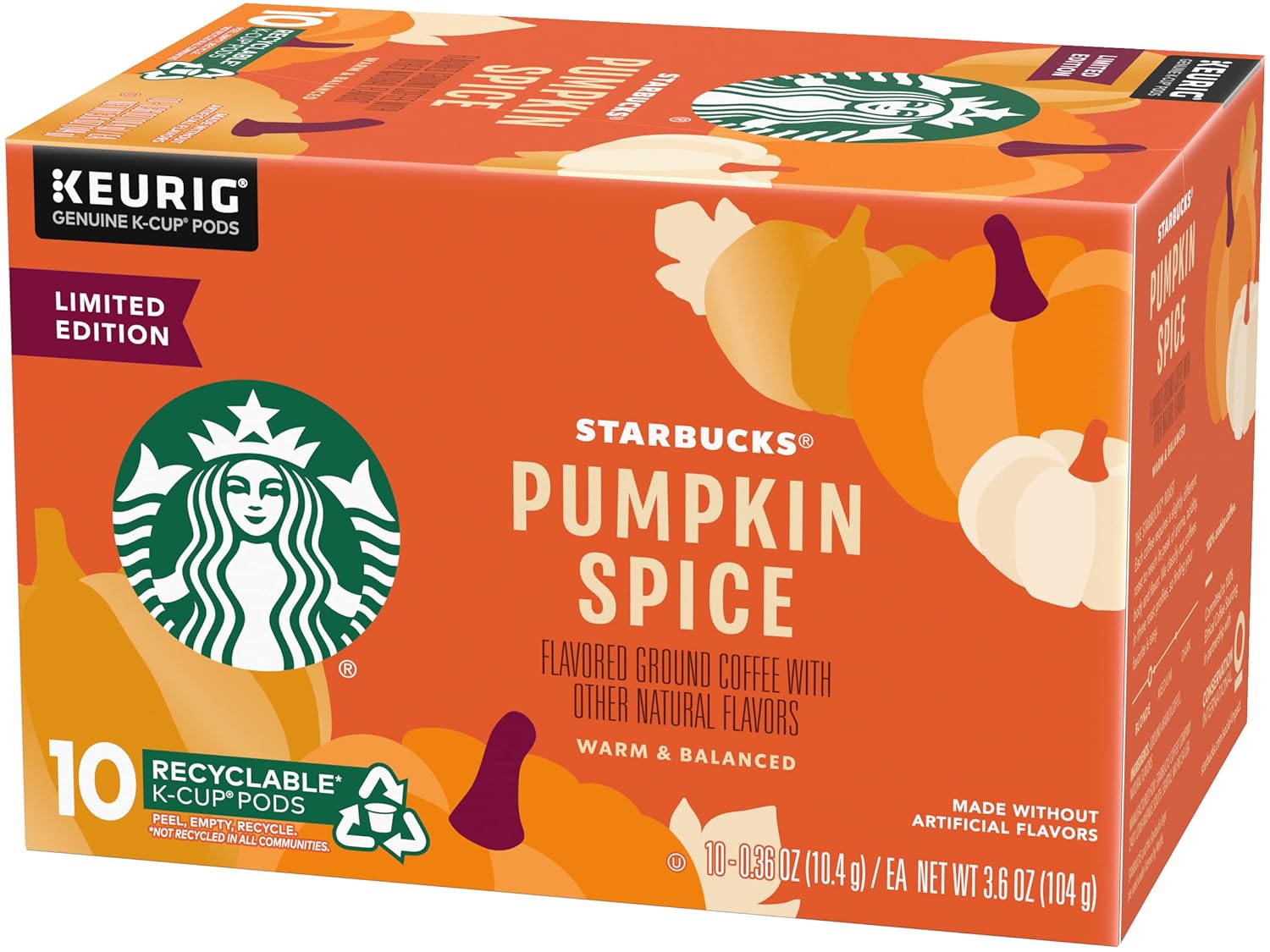 Starbucks K-Cup Coffee Pods, Starbucks Blonde Roast Coffee, Veranda Blend for Keurig Brewers, 100% Arabica, 6 boxes (60 pods total)