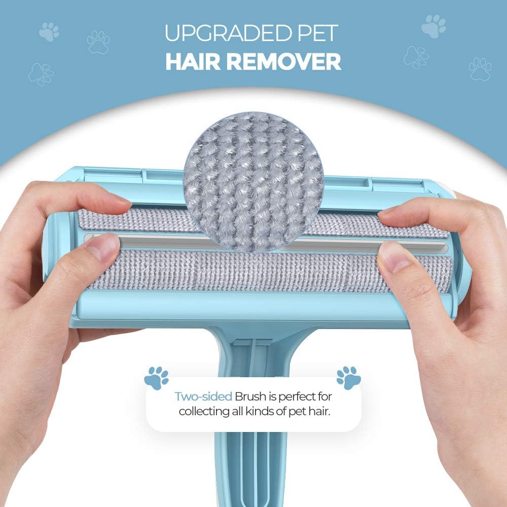 DELOMO Pet Hair Remover - Lint Roller for Pet Hair - Cat and Dog Hair Remover for Couch, Furniture, Carpet, Car Seat, Reusable Roller W/Self-Cleaning Base - Upgraded Animal Fur Removal Tool