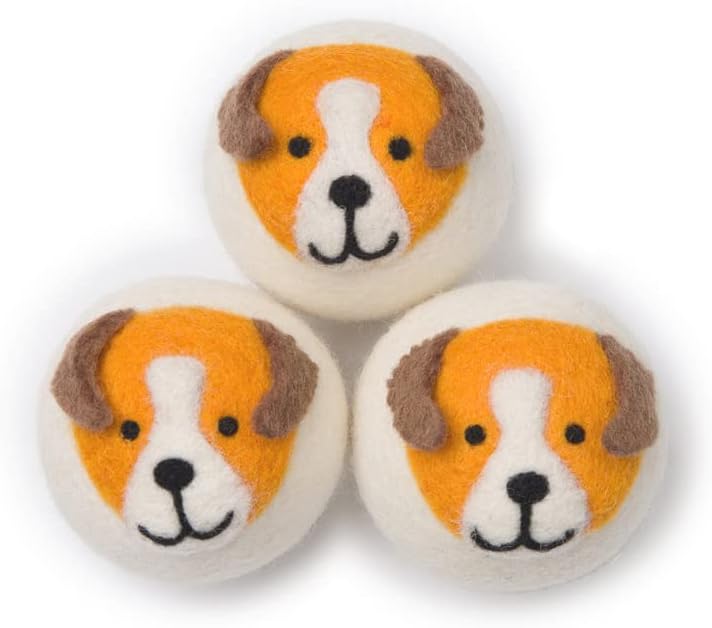 Wool Dryer Balls - Smart Sheep 3-Pack - XL Premium Natural Fabric Softener Award-Winning - Wool Balls Replaces Dryer Sheets - Laundry Balls